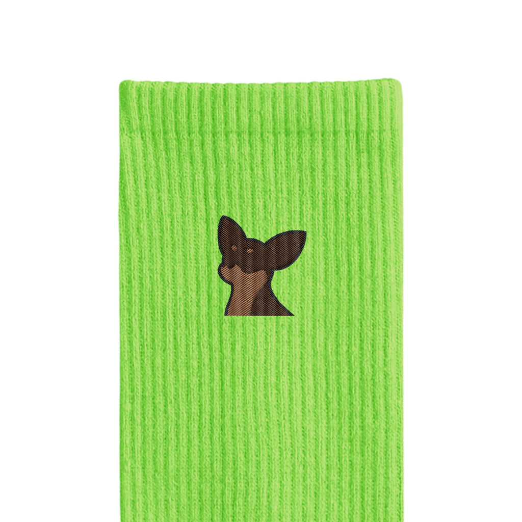リブソックス ワンポイント刺繍 "チワワ チョコタン" light-green image