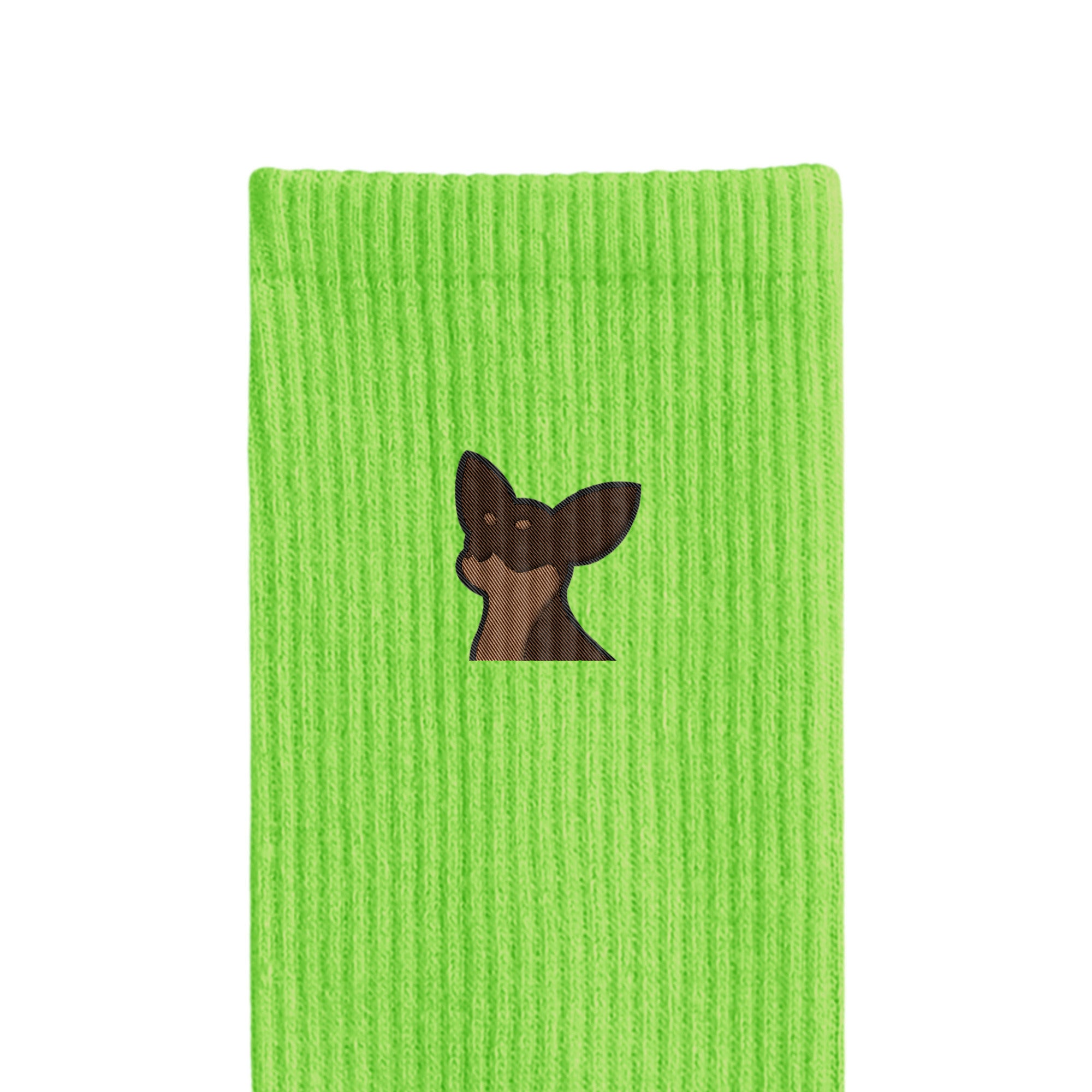 リブソックス ワンポイント刺繍 "チワワ チョコタン" light-green image