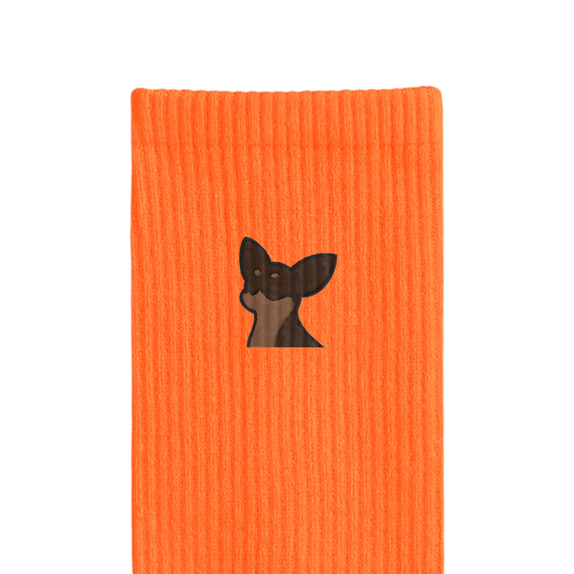 リブソックス ワンポイント刺繍 "チワワ チョコタン" orange image