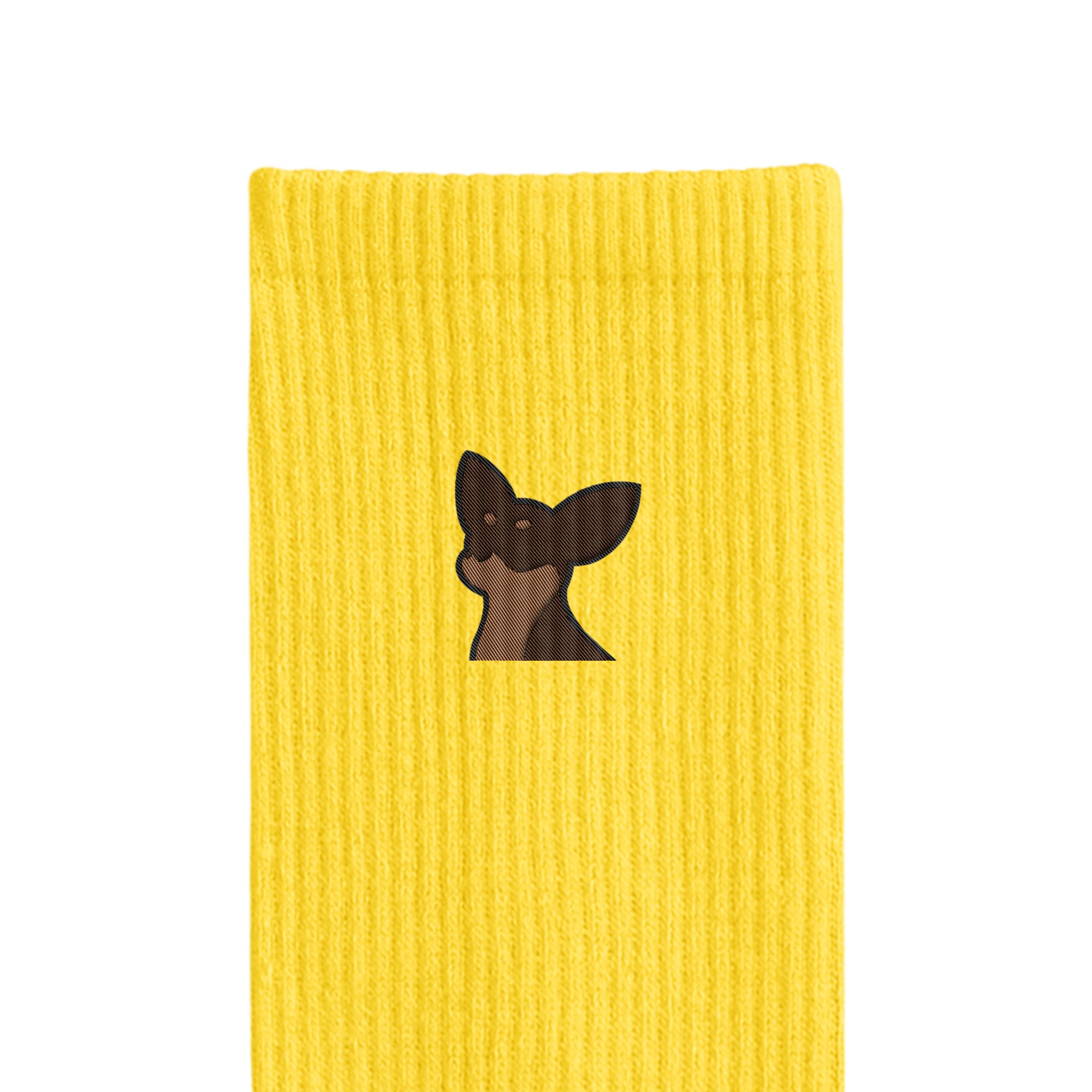 リブソックス ワンポイント刺繍 "チワワ チョコタン" yellow image