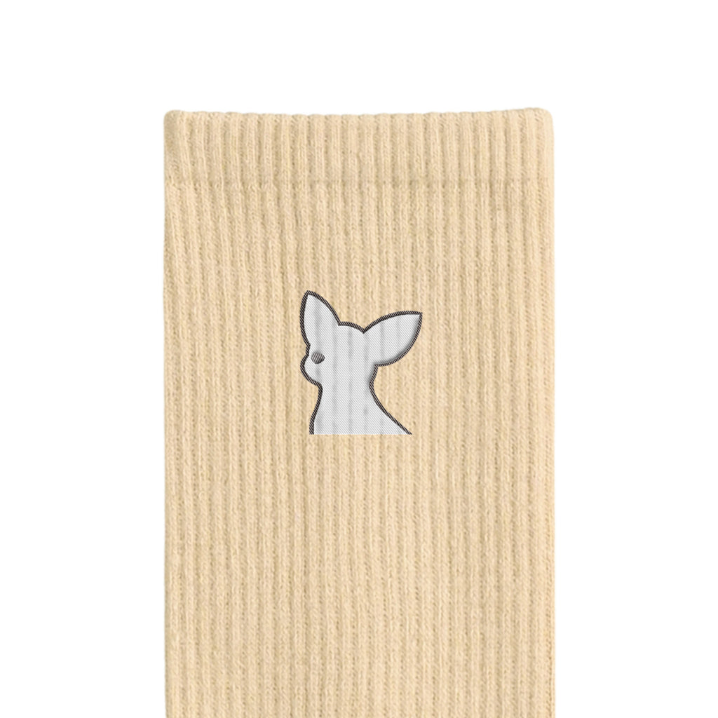 リブソックス ワンポイント刺繍 "チワワ ホワイト" cream image
