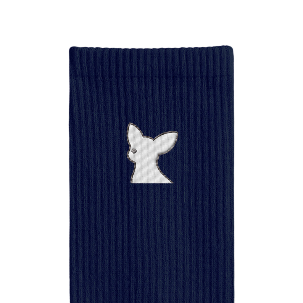 リブソックス ワンポイント刺繍 "チワワ ホワイト" navy image