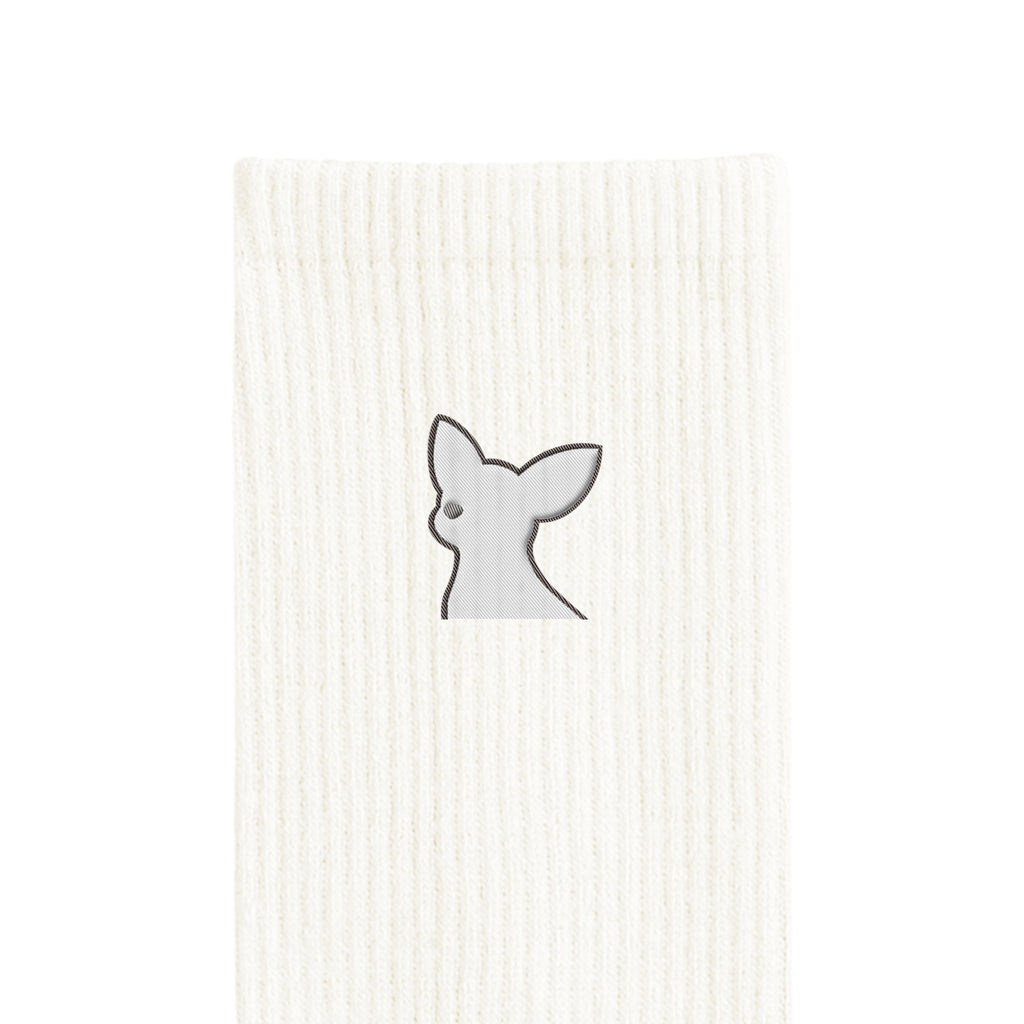 リブソックス ワンポイント刺繍 "チワワ ホワイト" white image