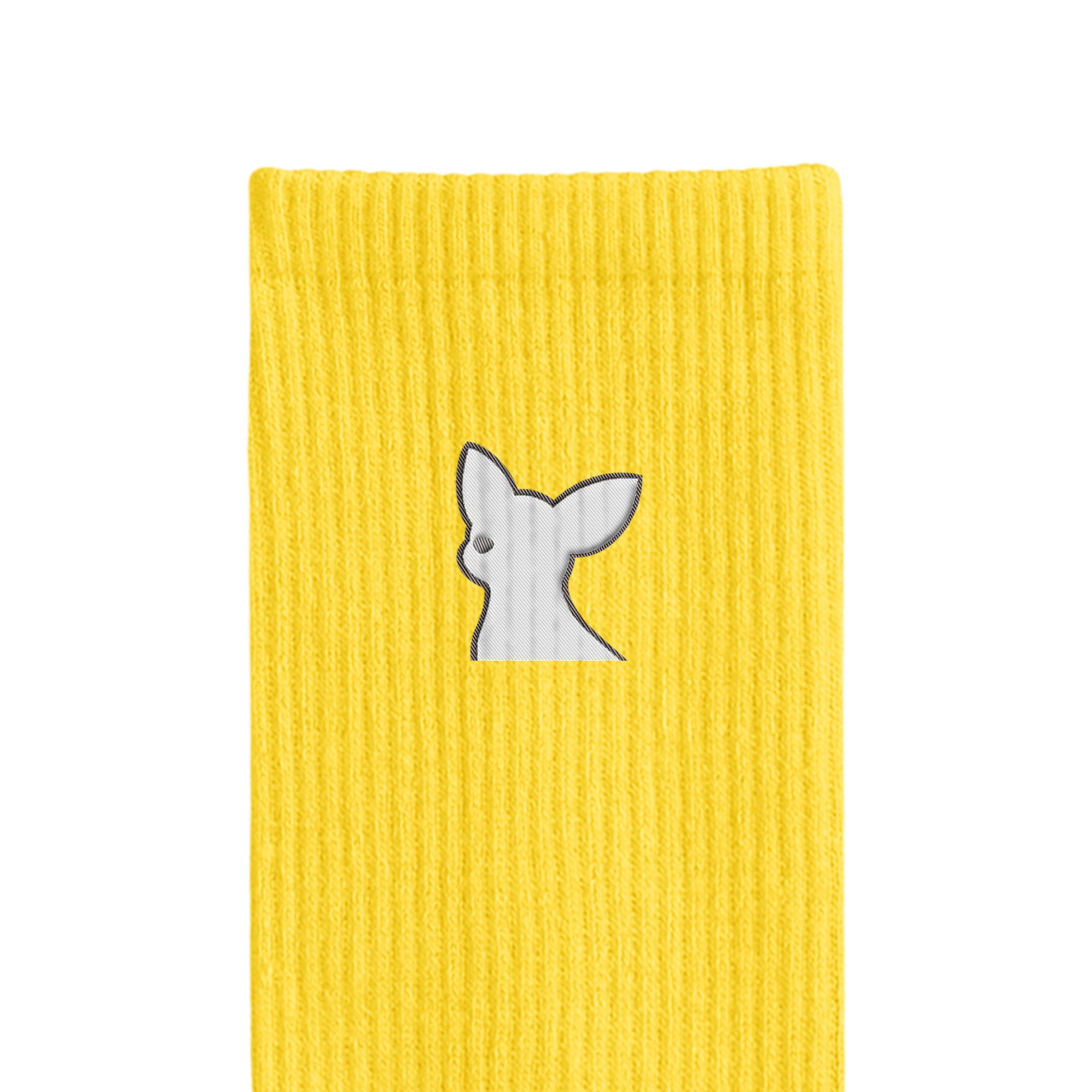 リブソックス ワンポイント刺繍 "チワワ ホワイト" yellow image