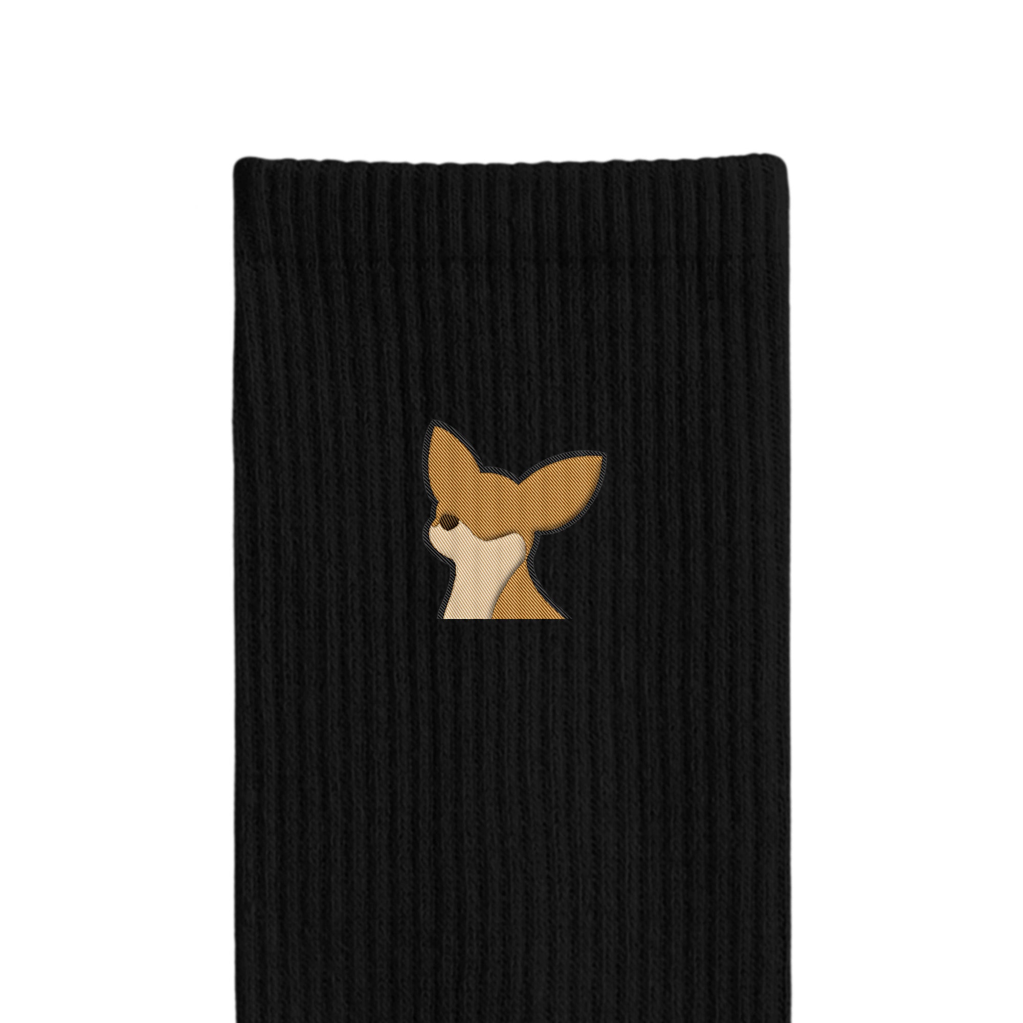 リブソックス ワンポイント刺繍 "チワワ レッド" black image