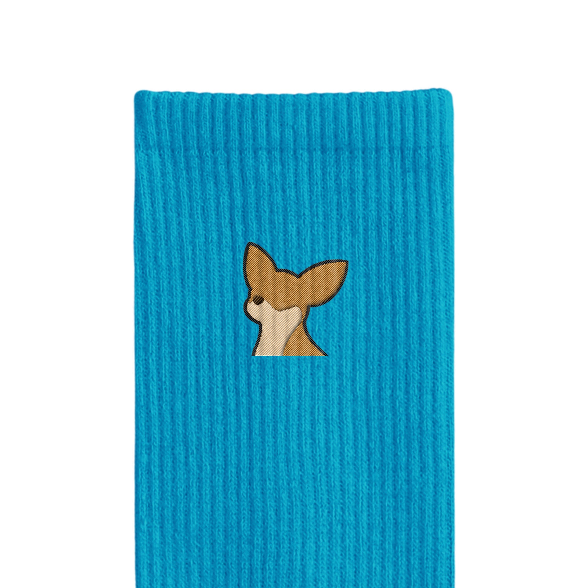 リブソックス ワンポイント刺繍 "チワワ レッド" blue image