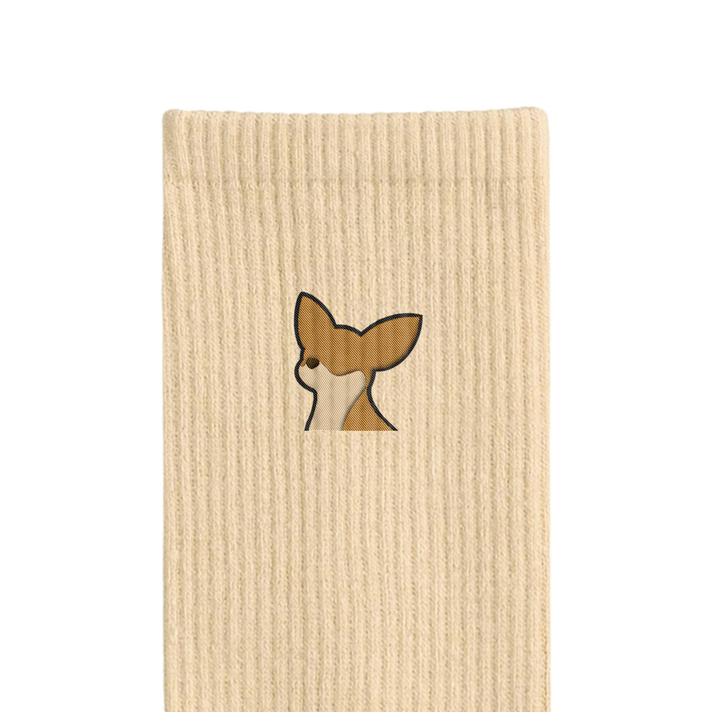 リブソックス ワンポイント刺繍 "チワワ レッド" cream image