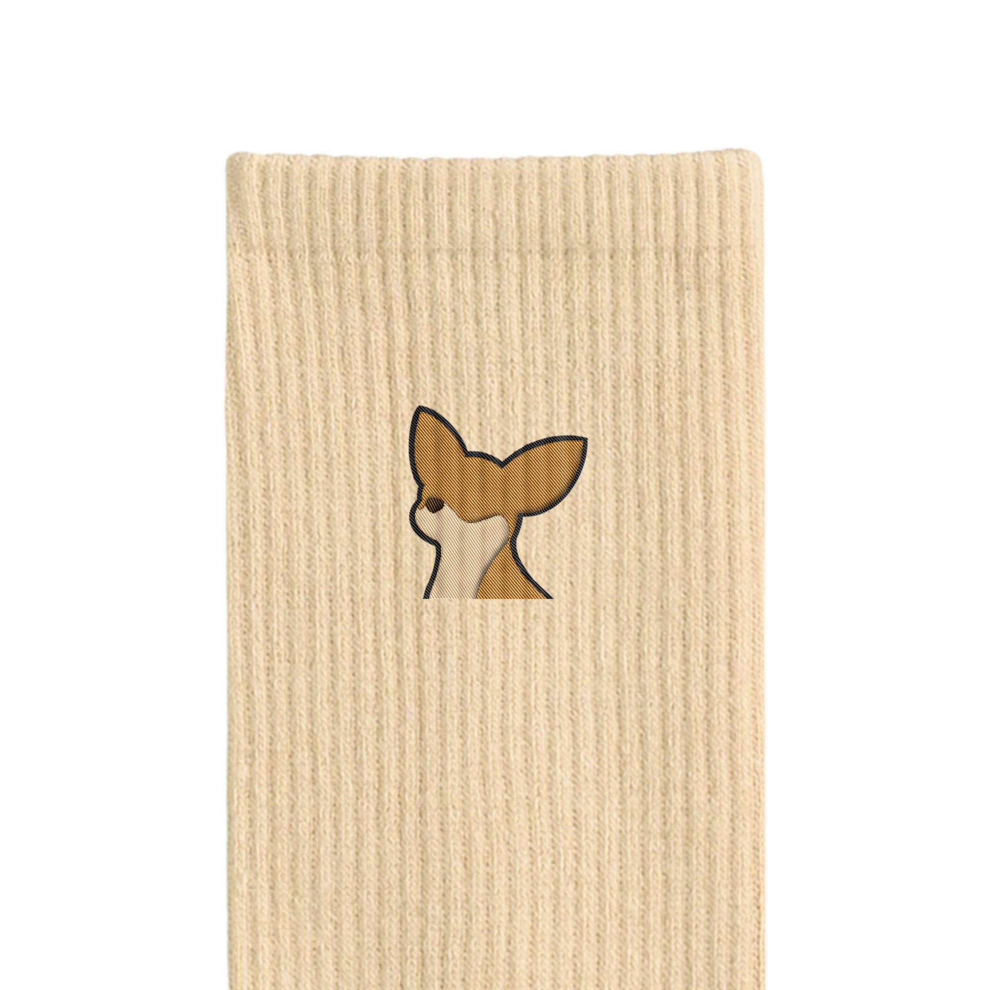 リブソックス ワンポイント刺繍 "チワワ レッド" cream image