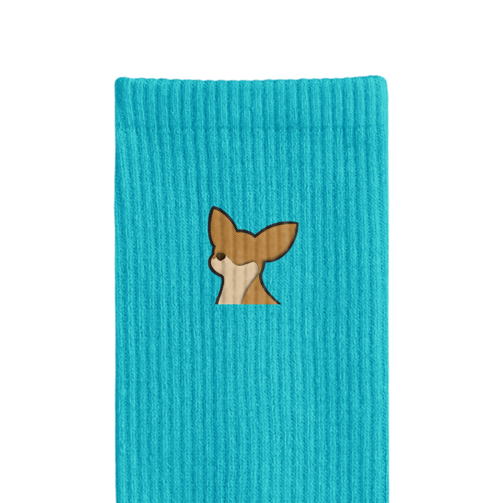 リブソックス ワンポイント刺繍 "チワワ レッド" light-blue image