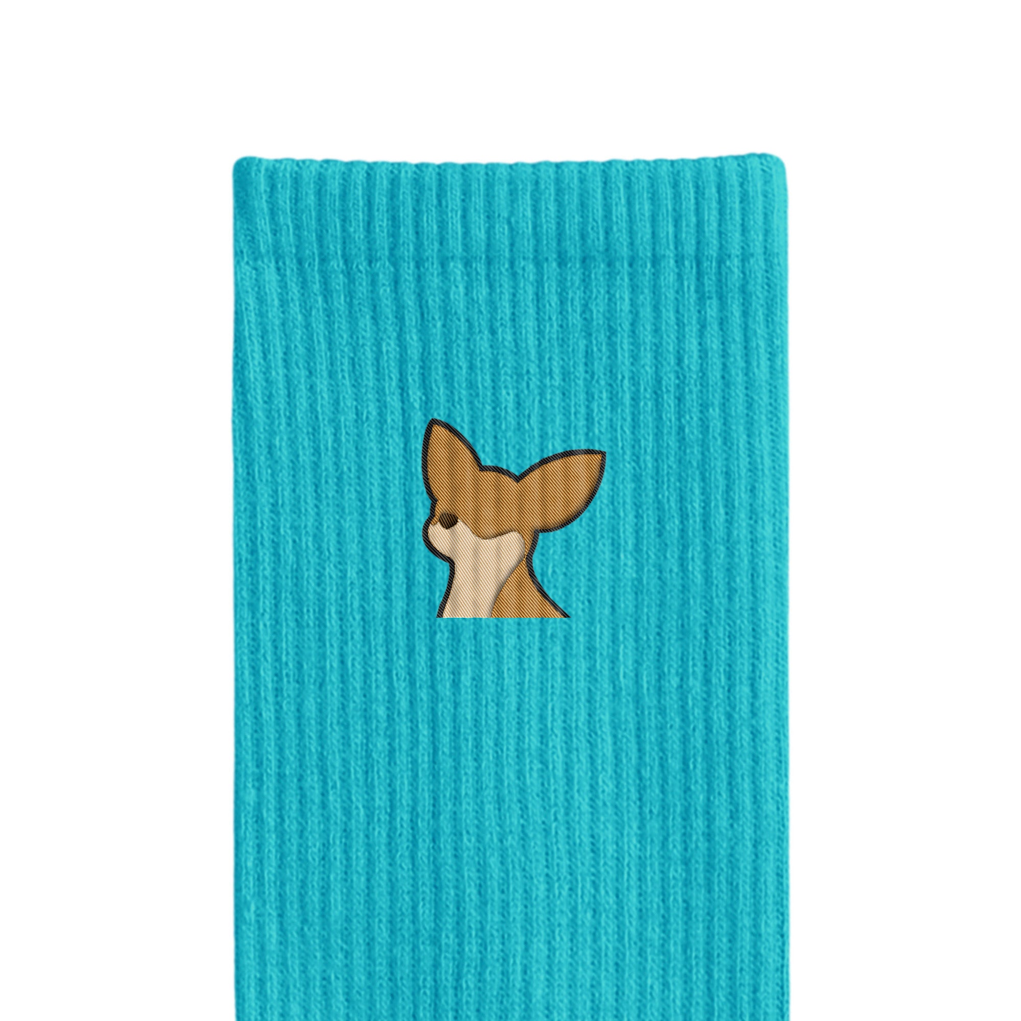 リブソックス ワンポイント刺繍 "チワワ レッド" light-blue image