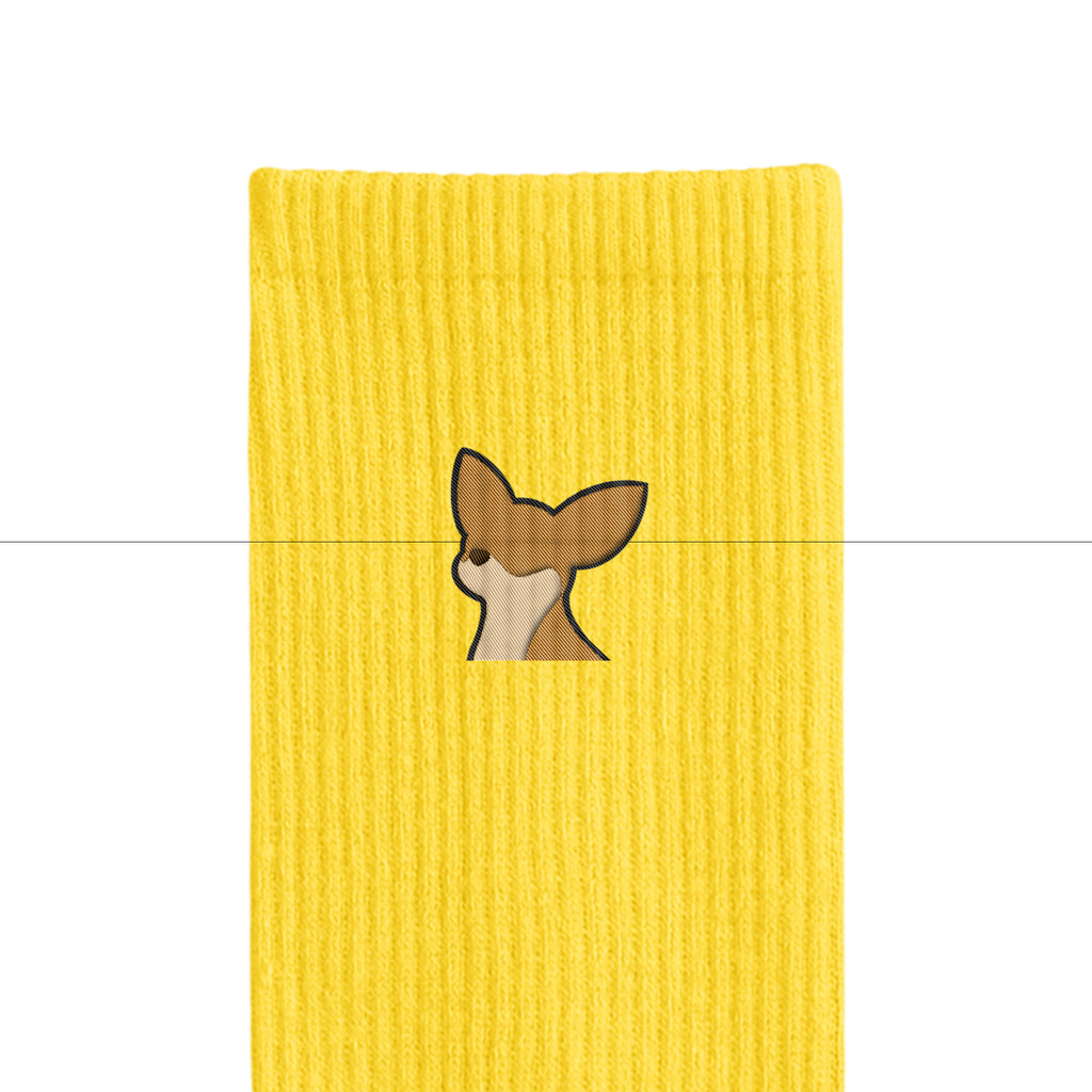 リブソックス ワンポイント刺繍 "チワワ レッド" yellow image