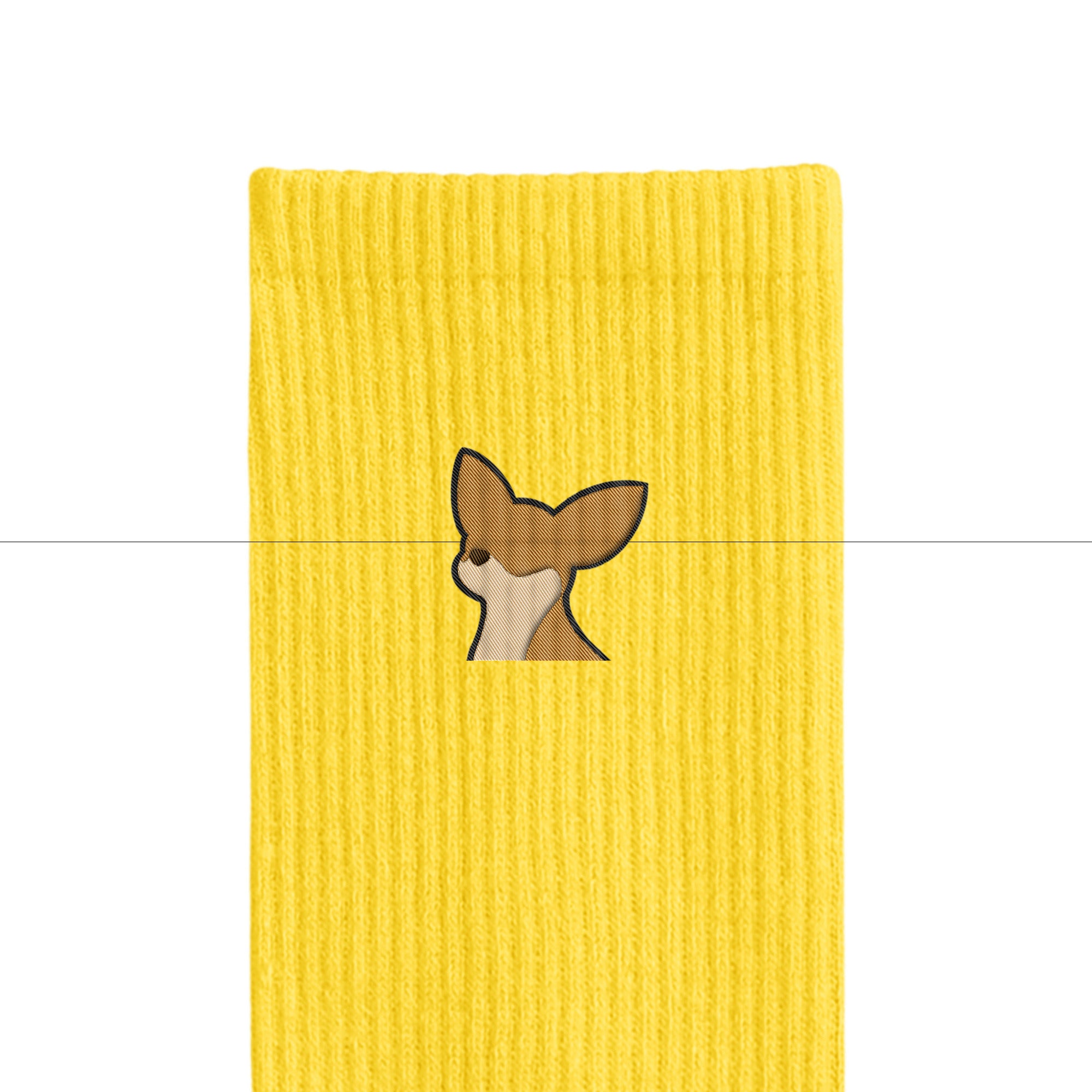 リブソックス ワンポイント刺繍 "チワワ レッド" yellow image