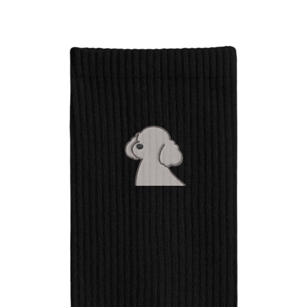 リブソックス ワンポイント刺繍 "トイプードル シルバー" black image