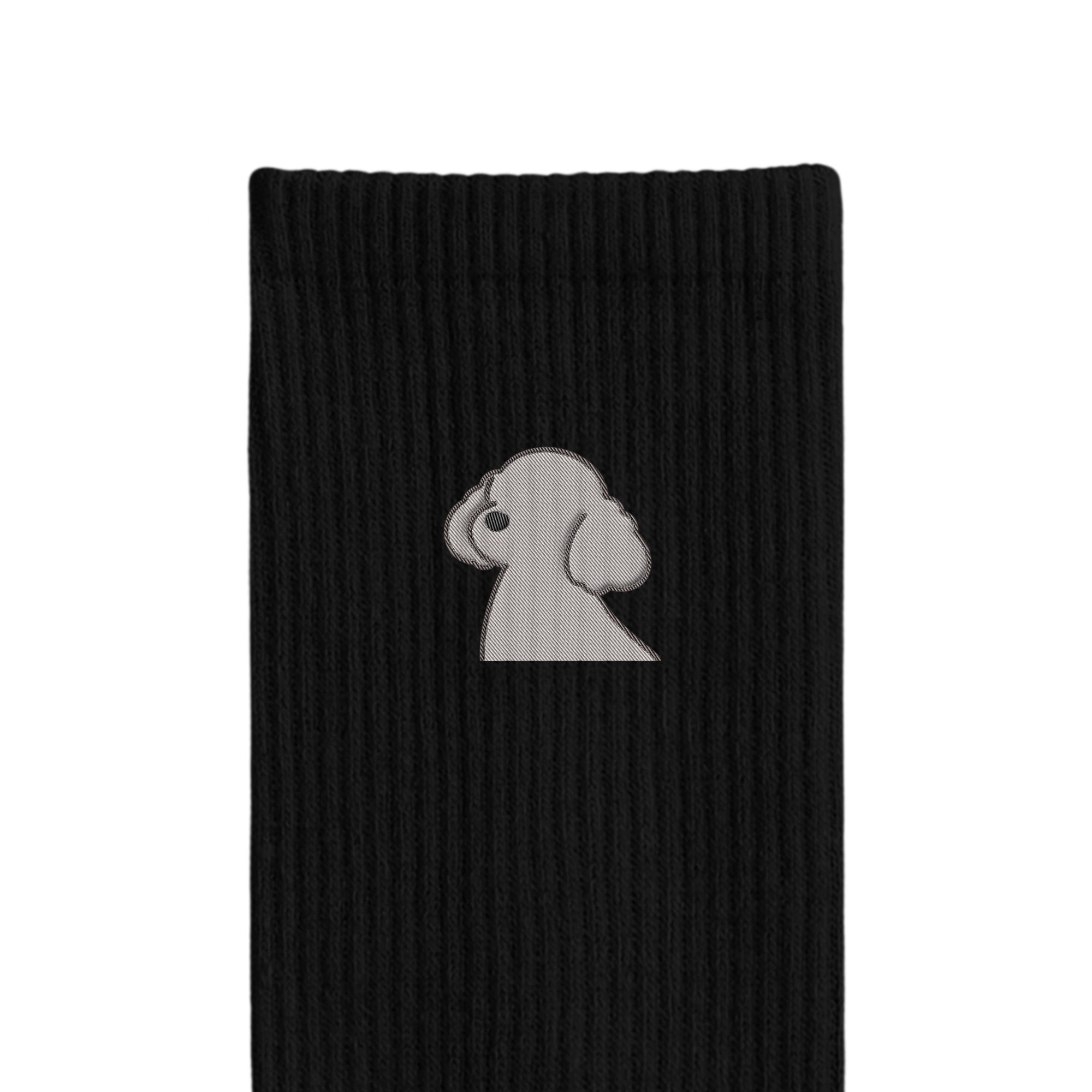 リブソックス ワンポイント刺繍 "トイプードル シルバー" black image