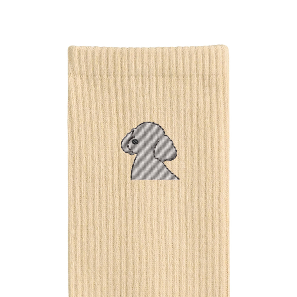 リブソックス ワンポイント刺繍 "トイプードル シルバー" cream image