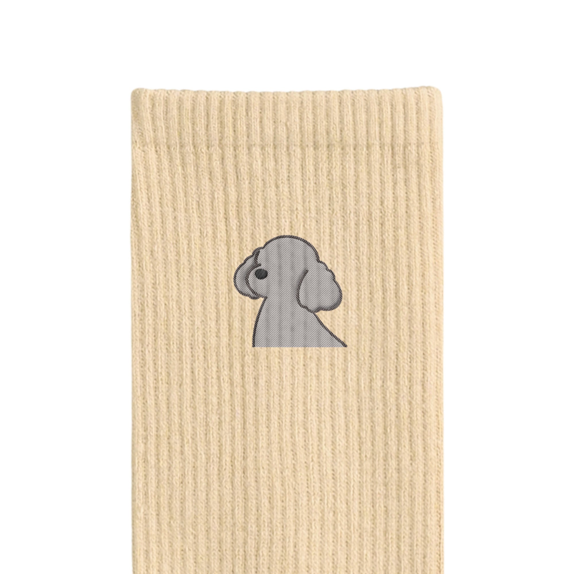 リブソックス ワンポイント刺繍 "トイプードル シルバー" cream image
