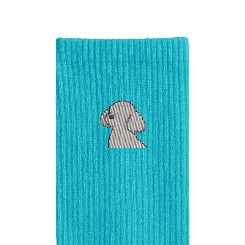 リブソックス ワンポイント刺繍 "トイプードル シルバー" light-blue image