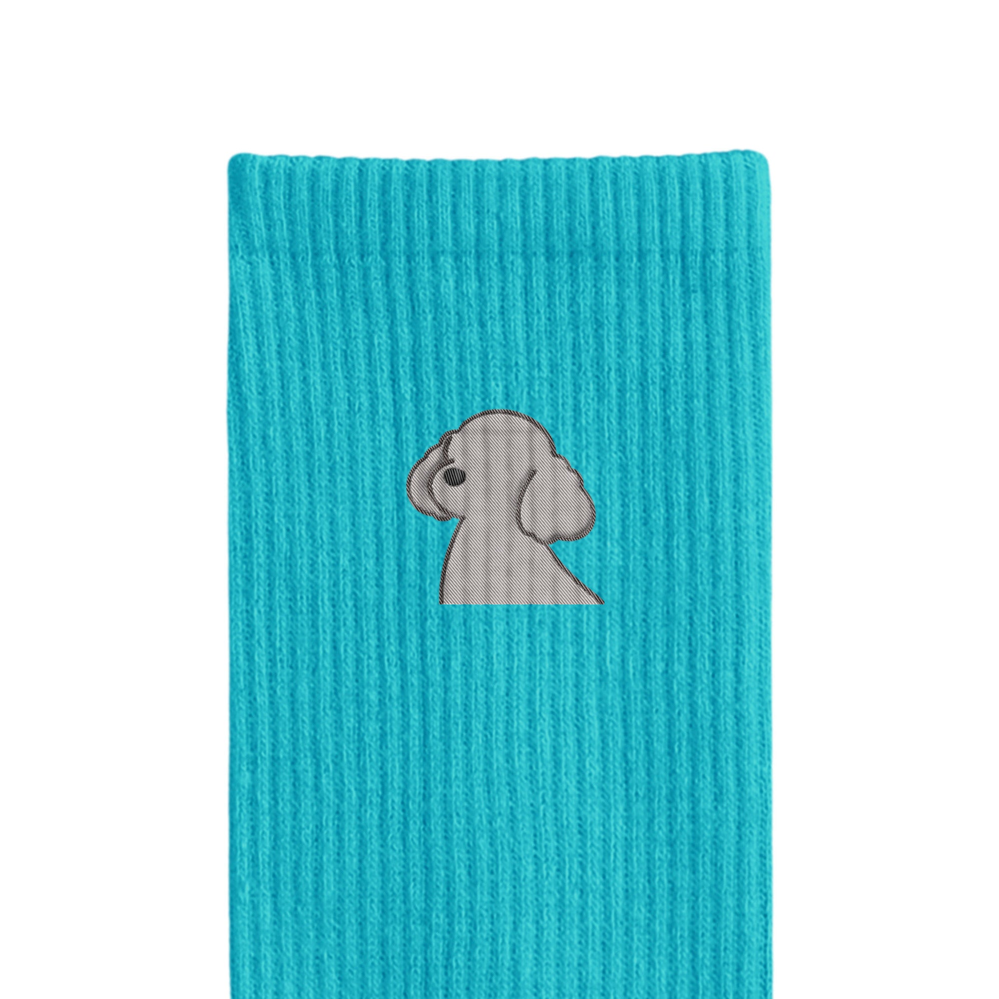 リブソックス ワンポイント刺繍 "トイプードル シルバー" light-blue image