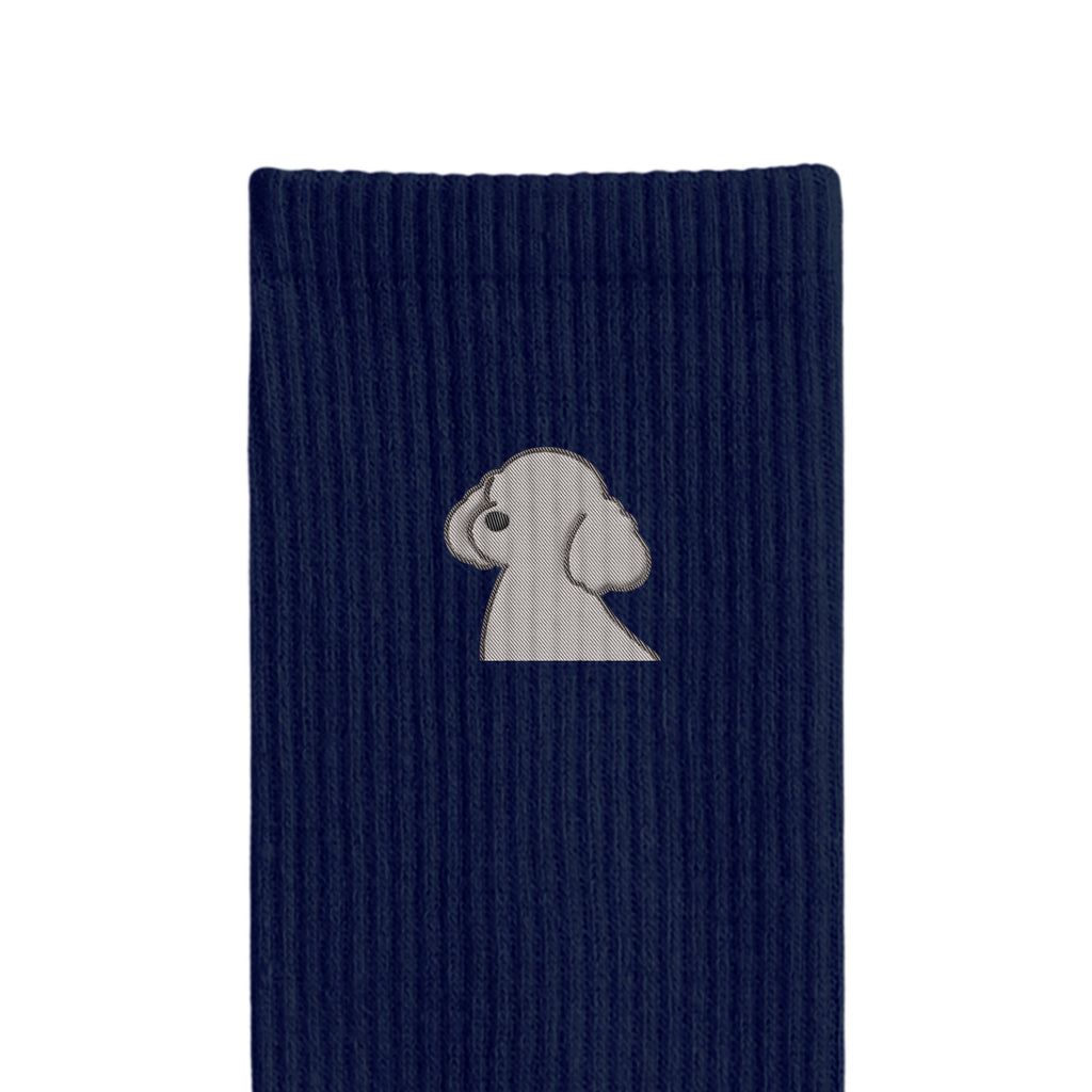 リブソックス ワンポイント刺繍 "トイプードル シルバー" navy image
