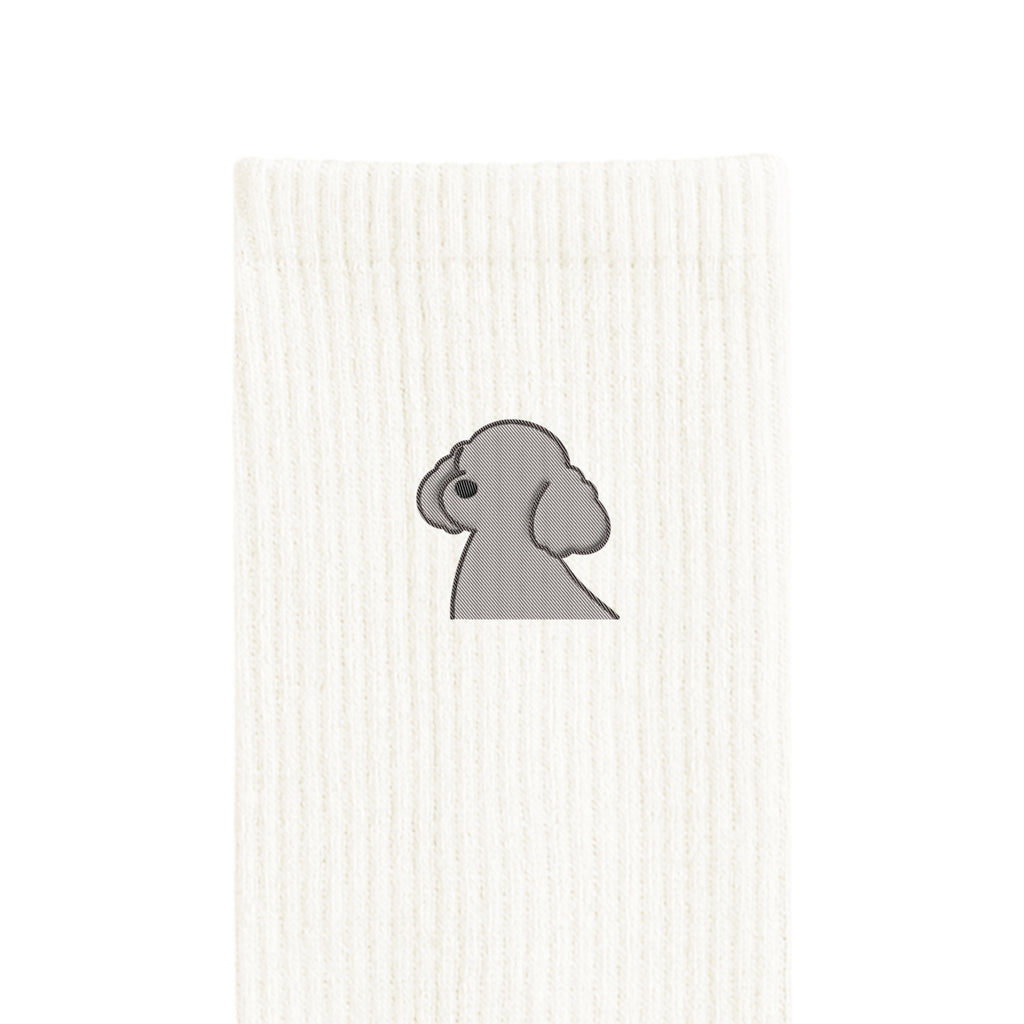 リブソックス ワンポイント刺繍 "トイプードル シルバー" white image