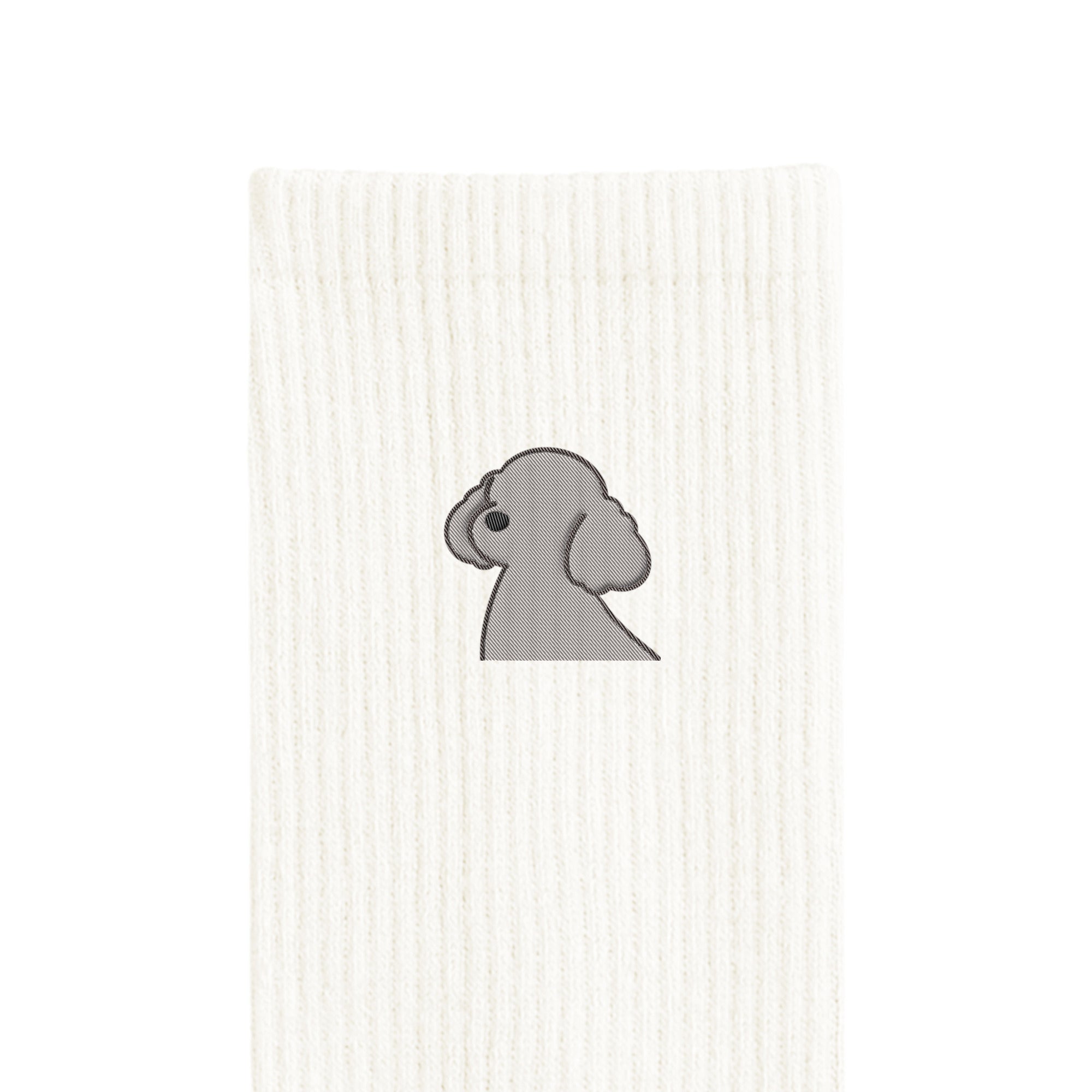 リブソックス ワンポイント刺繍 "トイプードル シルバー" white image