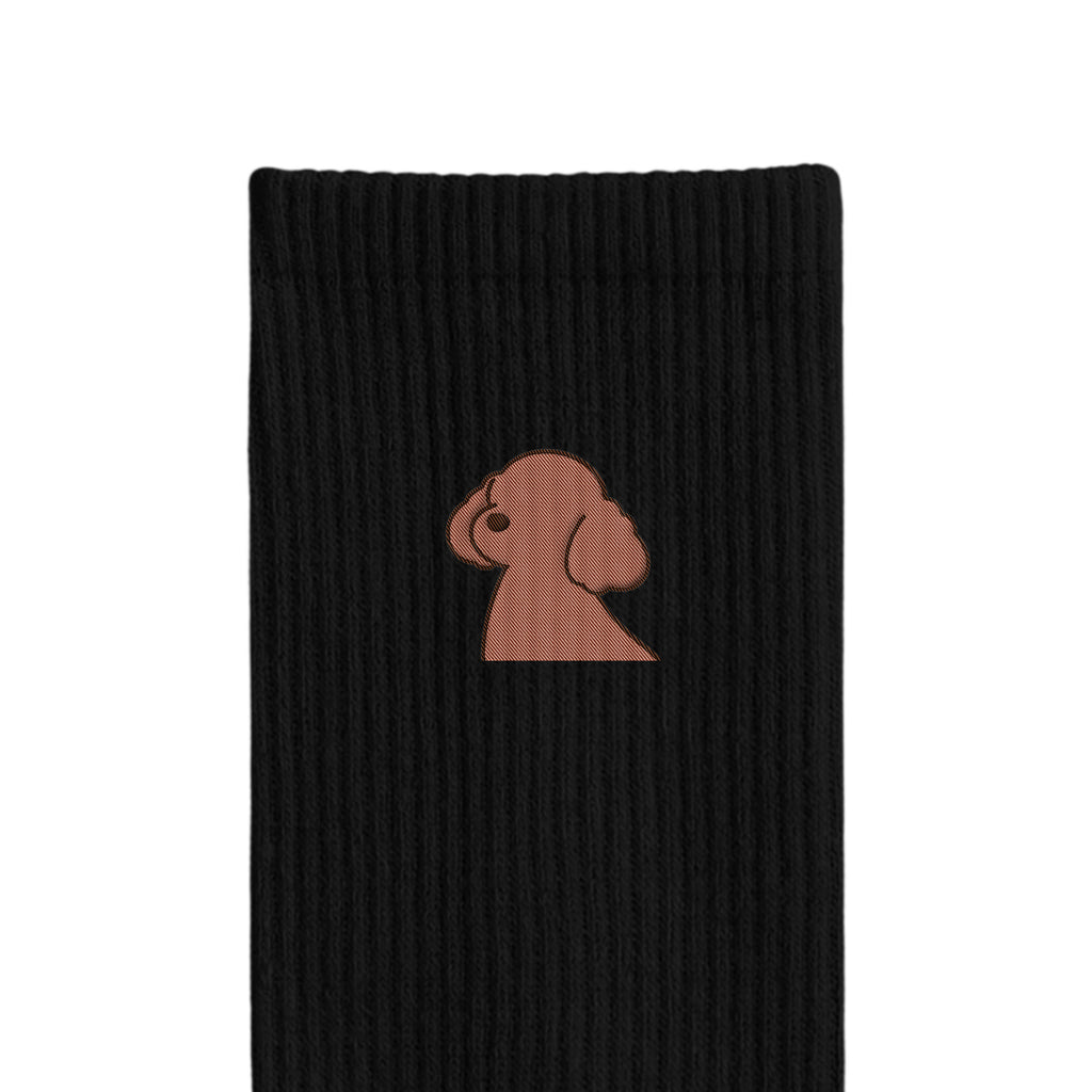 リブソックス ワンポイント刺繍 "トイプードル ブラウン" black image