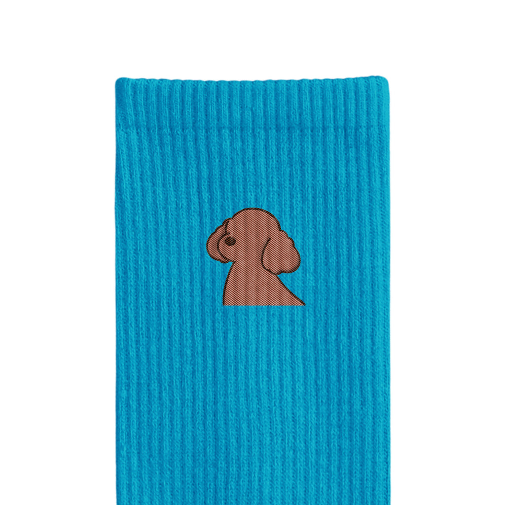 リブソックス ワンポイント刺繍 "トイプードル ブラウン" blue image
