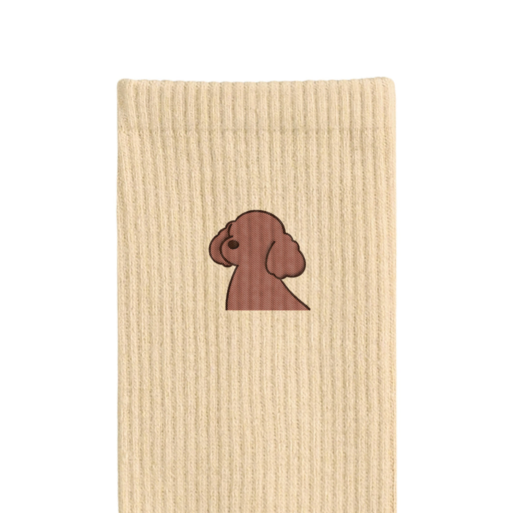 リブソックス ワンポイント刺繍 "トイプードル ブラウン" cream image