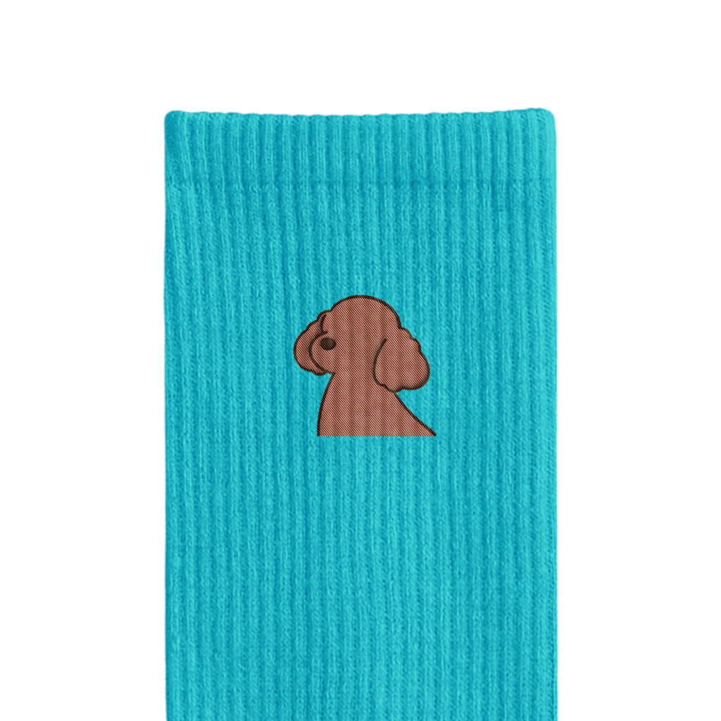 リブソックス ワンポイント刺繍 "トイプードル ブラウン" light-blue image