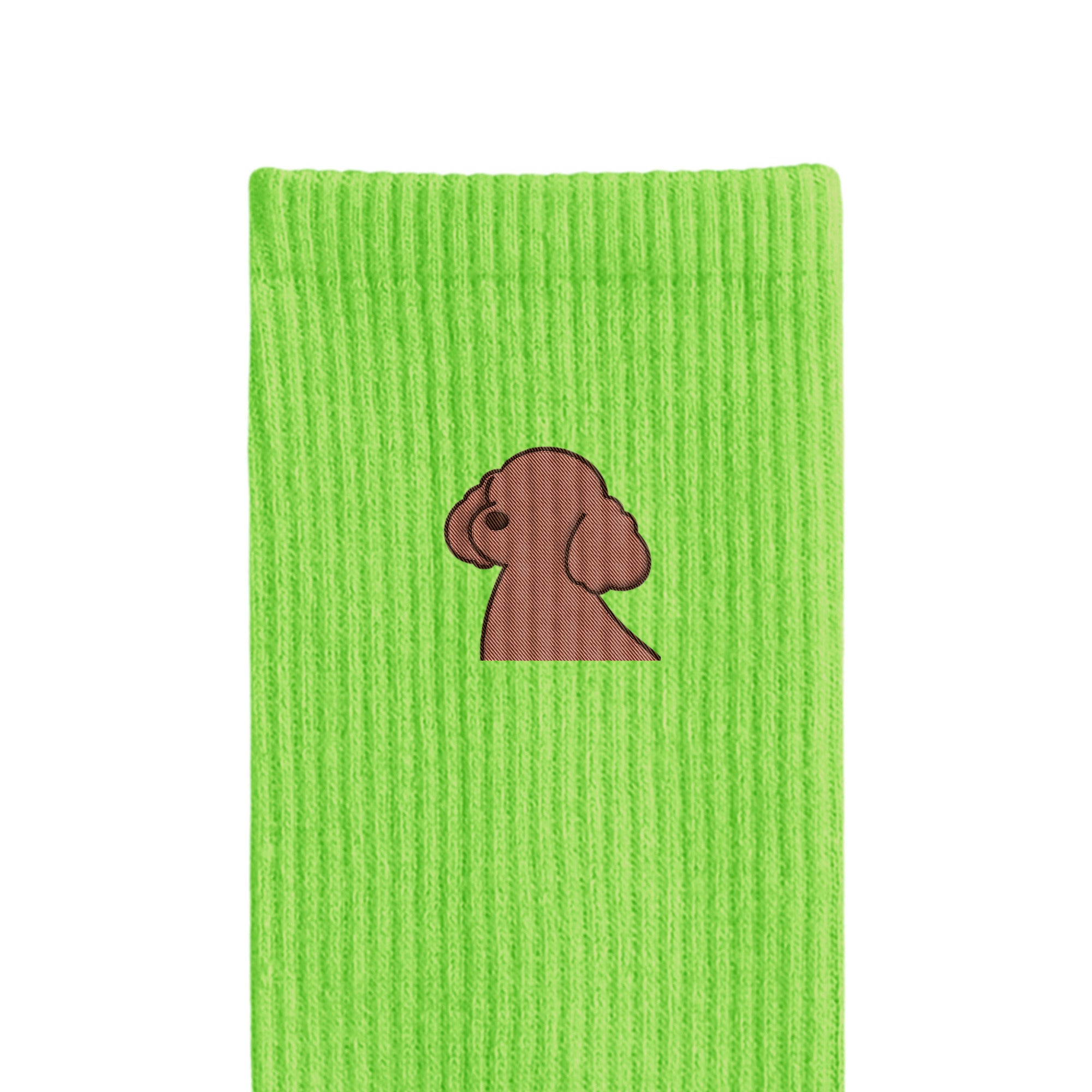 リブソックス ワンポイント刺繍 "トイプードル ブラウン" light-green image