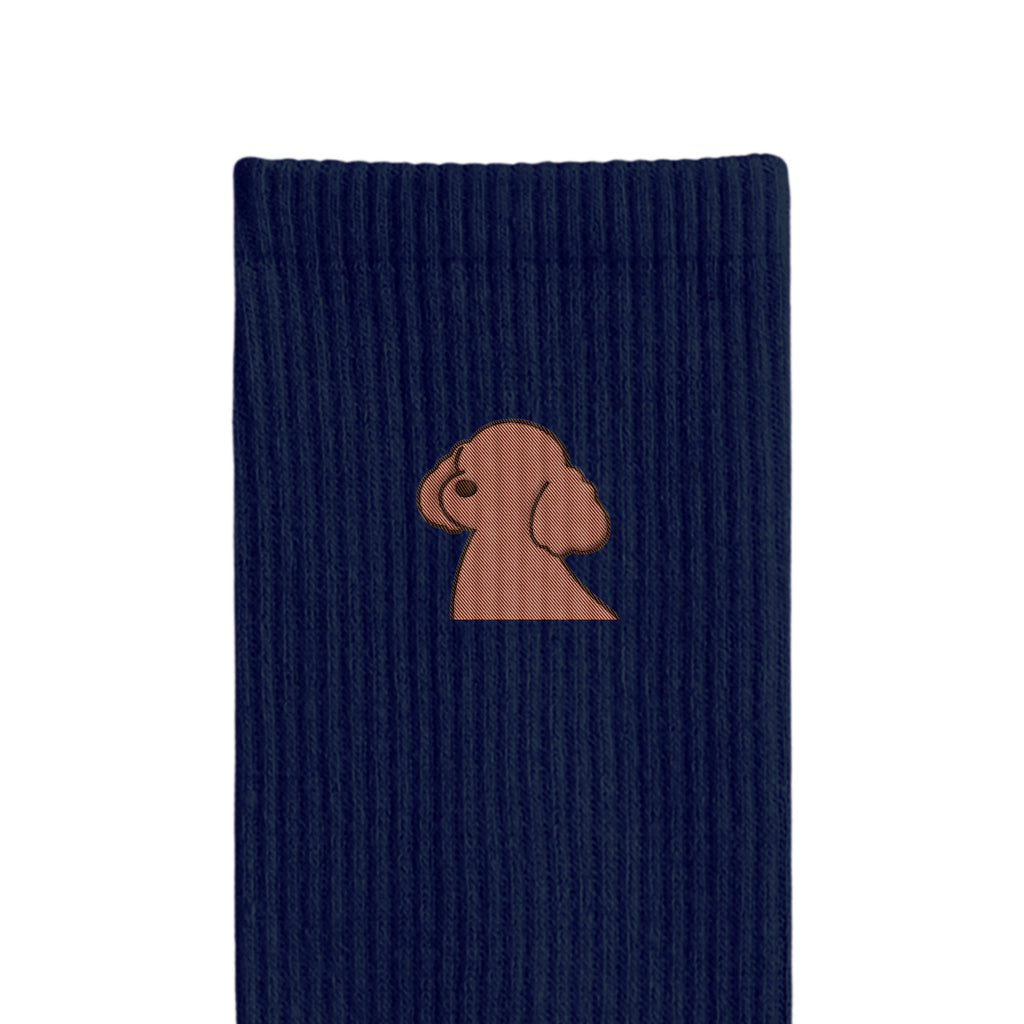 リブソックス ワンポイント刺繍 "トイプードル ブラウン" navy image