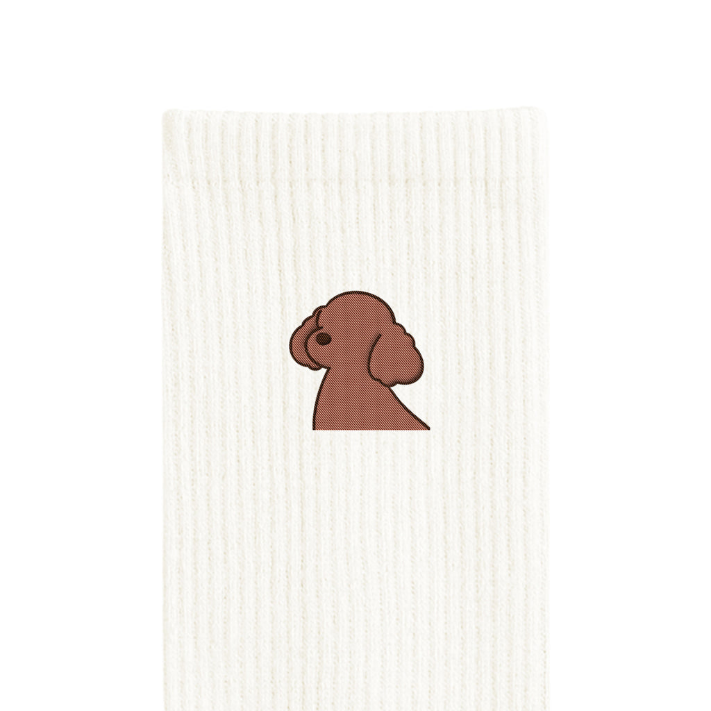 リブソックス ワンポイント刺繍 "トイプードル ブラウン" white image
