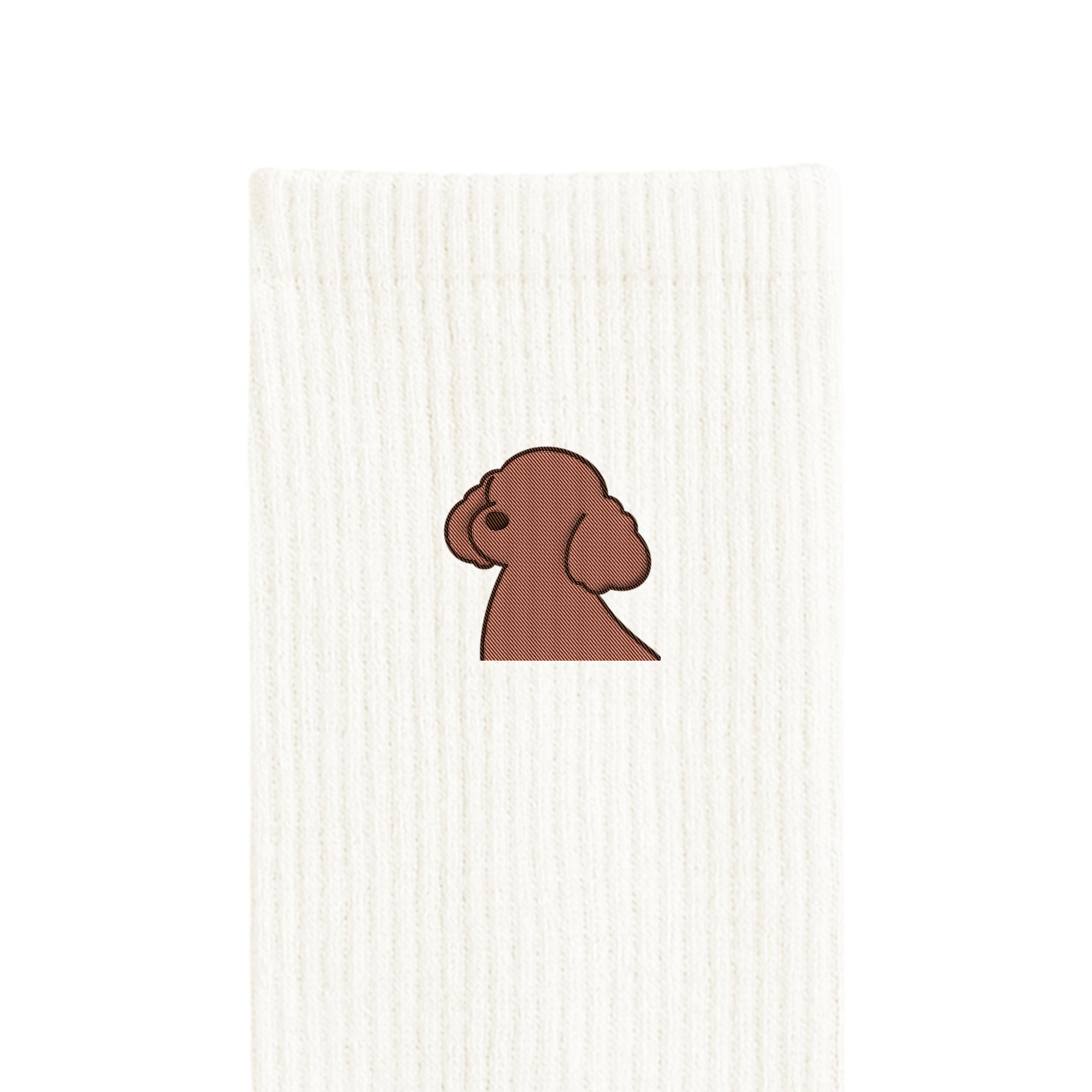 リブソックス ワンポイント刺繍 "トイプードル ブラウン" white image