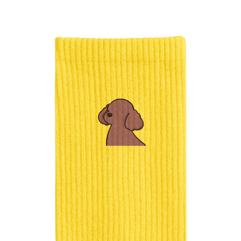 リブソックス ワンポイント刺繍 "トイプードル ブラウン" yellow image