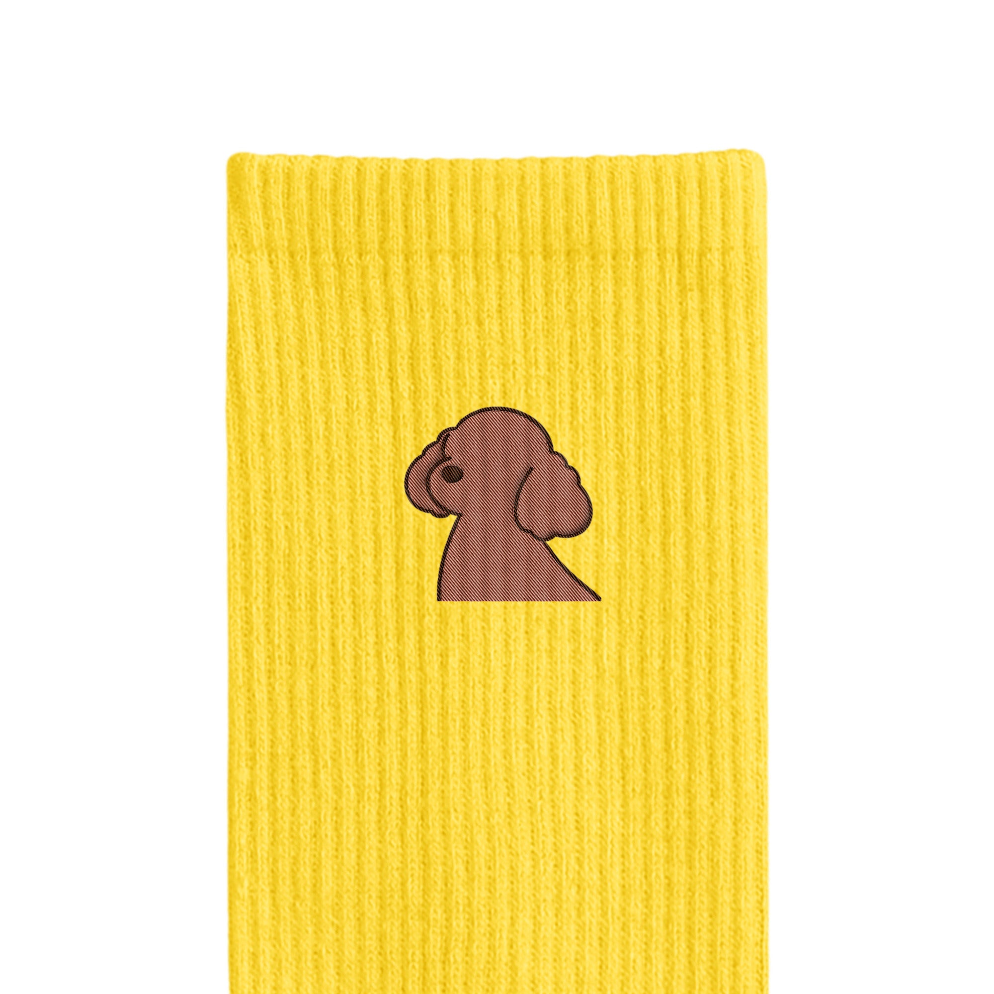 リブソックス ワンポイント刺繍 "トイプードル ブラウン" yellow image