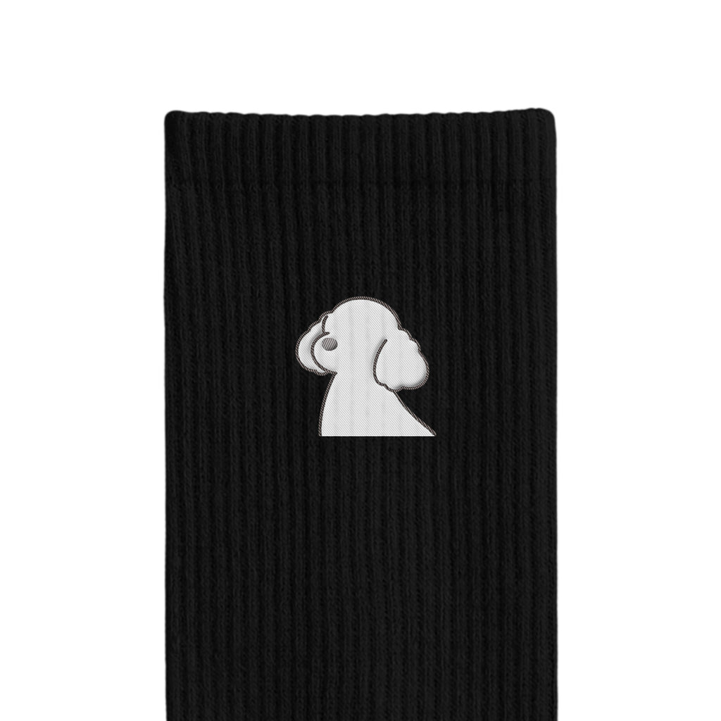 リブソックス ワンポイント刺繍 "トイプードル ホワイト" black image