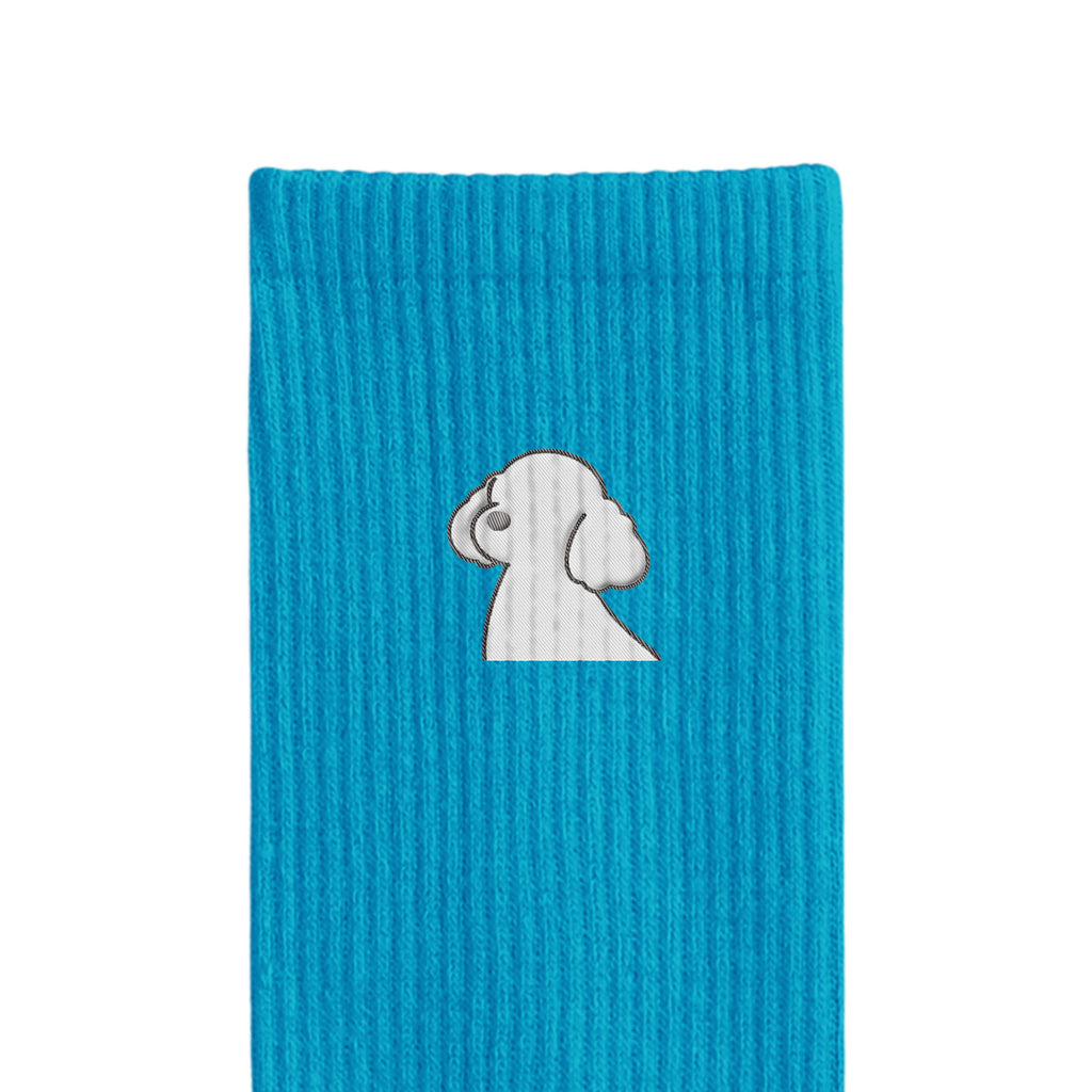 リブソックス ワンポイント刺繍 "トイプードル ホワイト" blue image