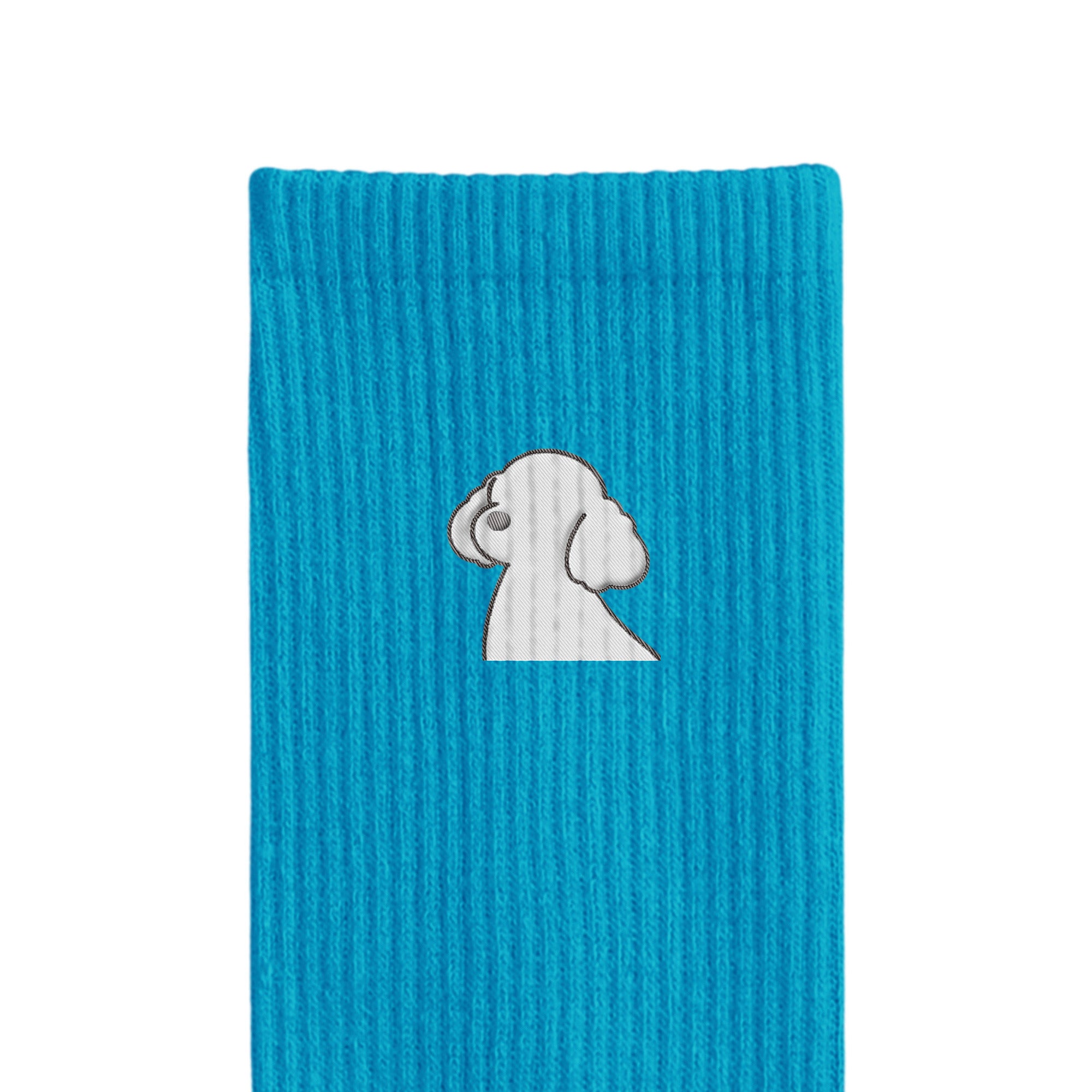 リブソックス ワンポイント刺繍 "トイプードル ホワイト" blue image