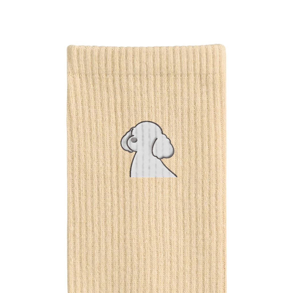 リブソックス ワンポイント刺繍 "トイプードル ホワイト" cream image