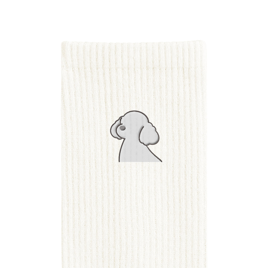 リブソックス ワンポイント刺繍 "トイプードル ホワイト" white image