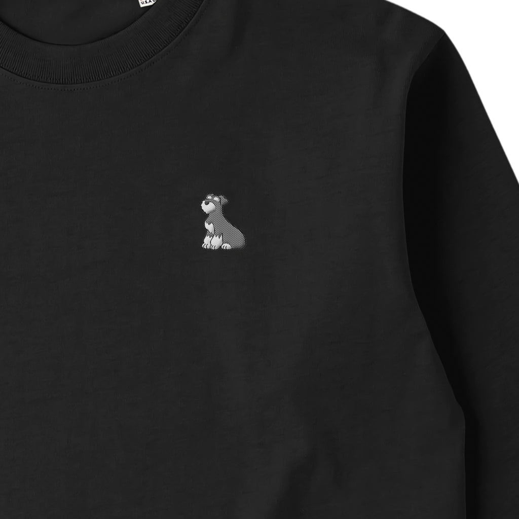 ロングスリーブTシャツ 厚手 ワンポイント刺繍 "シュナウザー ソルト&ペッパー" deep-black image