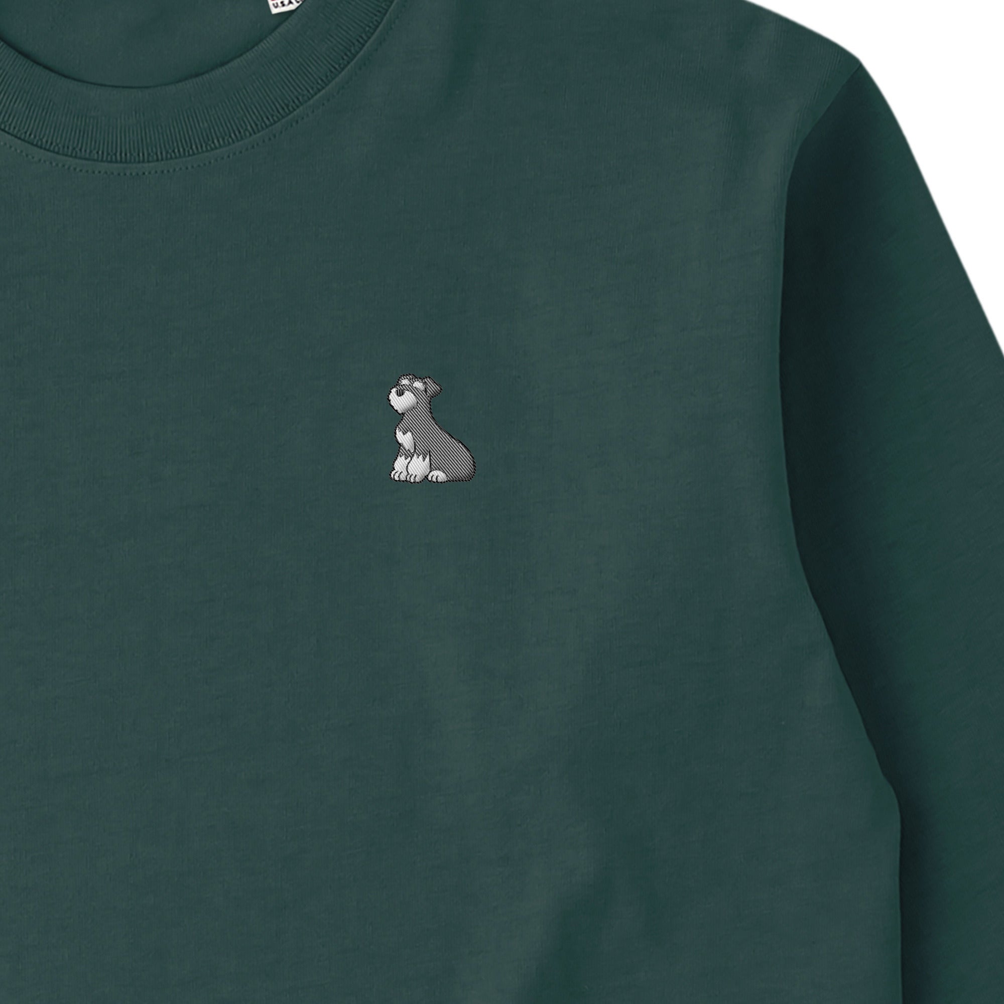 ロングスリーブTシャツ 厚手 ワンポイント刺繍 "シュナウザー ソルト&ペッパー" dark-green image