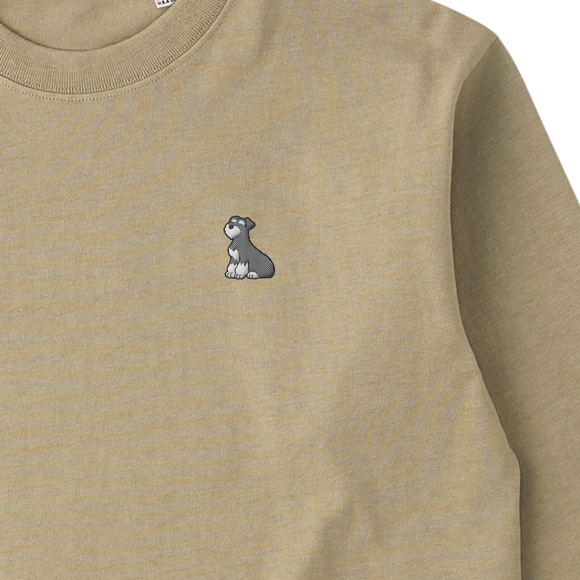 ロングスリーブTシャツ 厚手 ワンポイント刺繍 "シュナウザー ソルト&ペッパー" dull-sand image