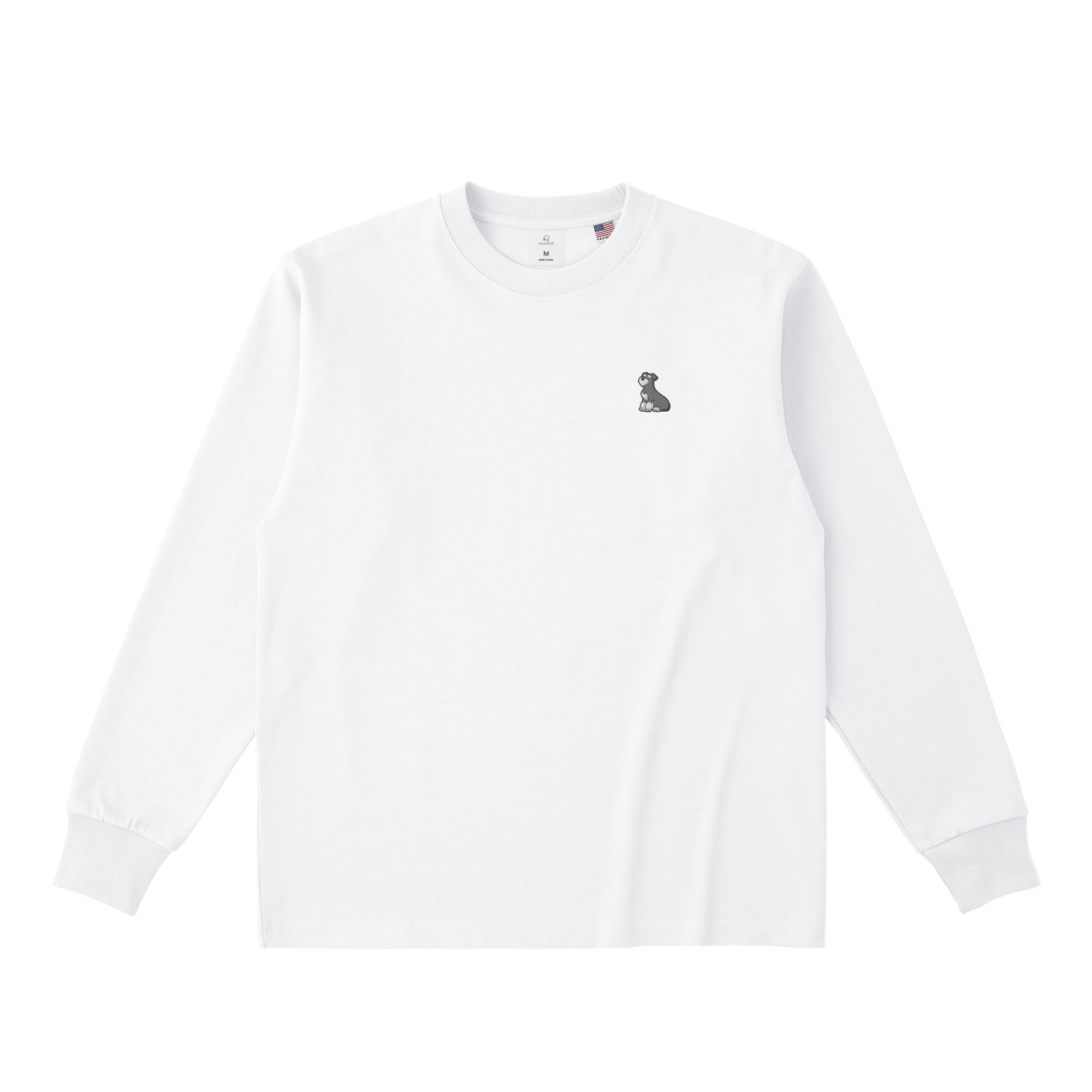 ロングスリーブTシャツ 厚手 ワンポイント刺繍 "シュナウザー ソルト&ペッパー" white image