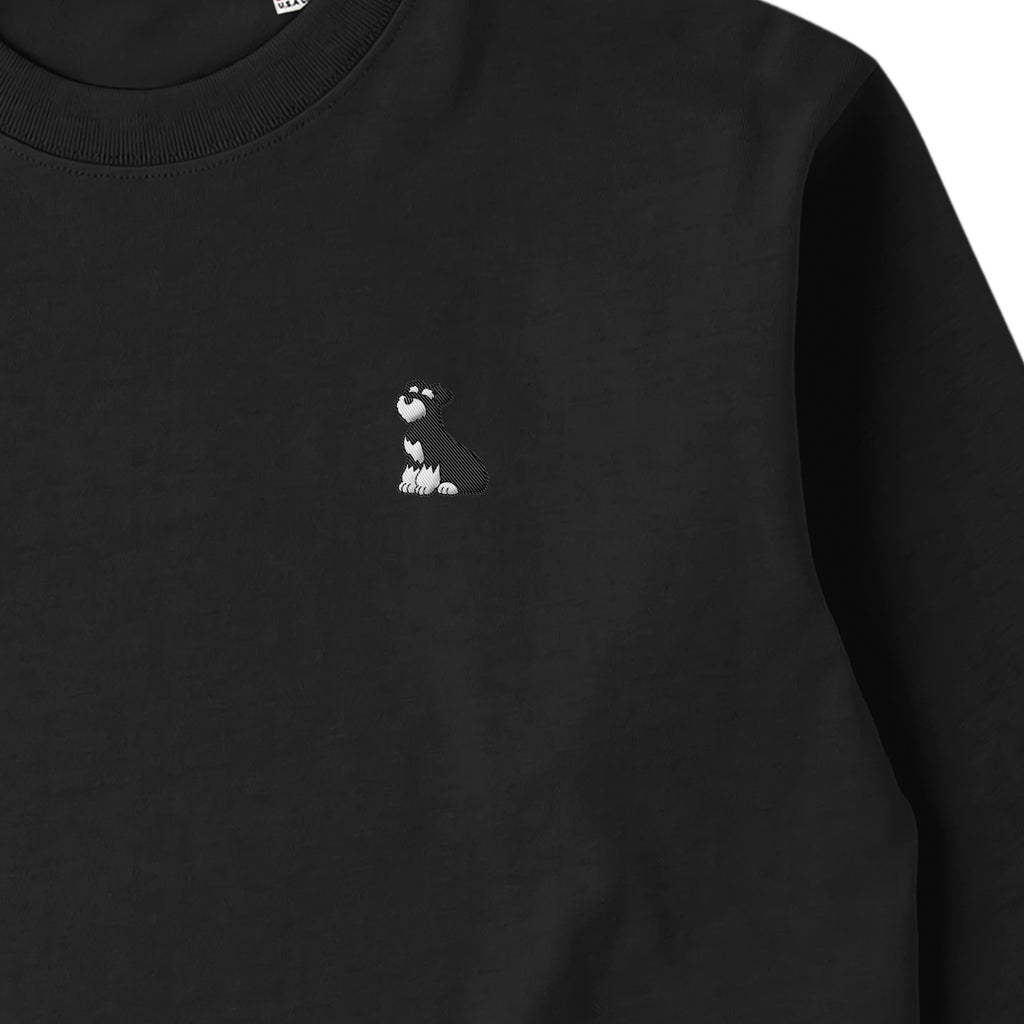 ロングスリーブTシャツ 厚手 ワンポイント刺繍 "シュナウザー ブラック&シルバー# deep-black image