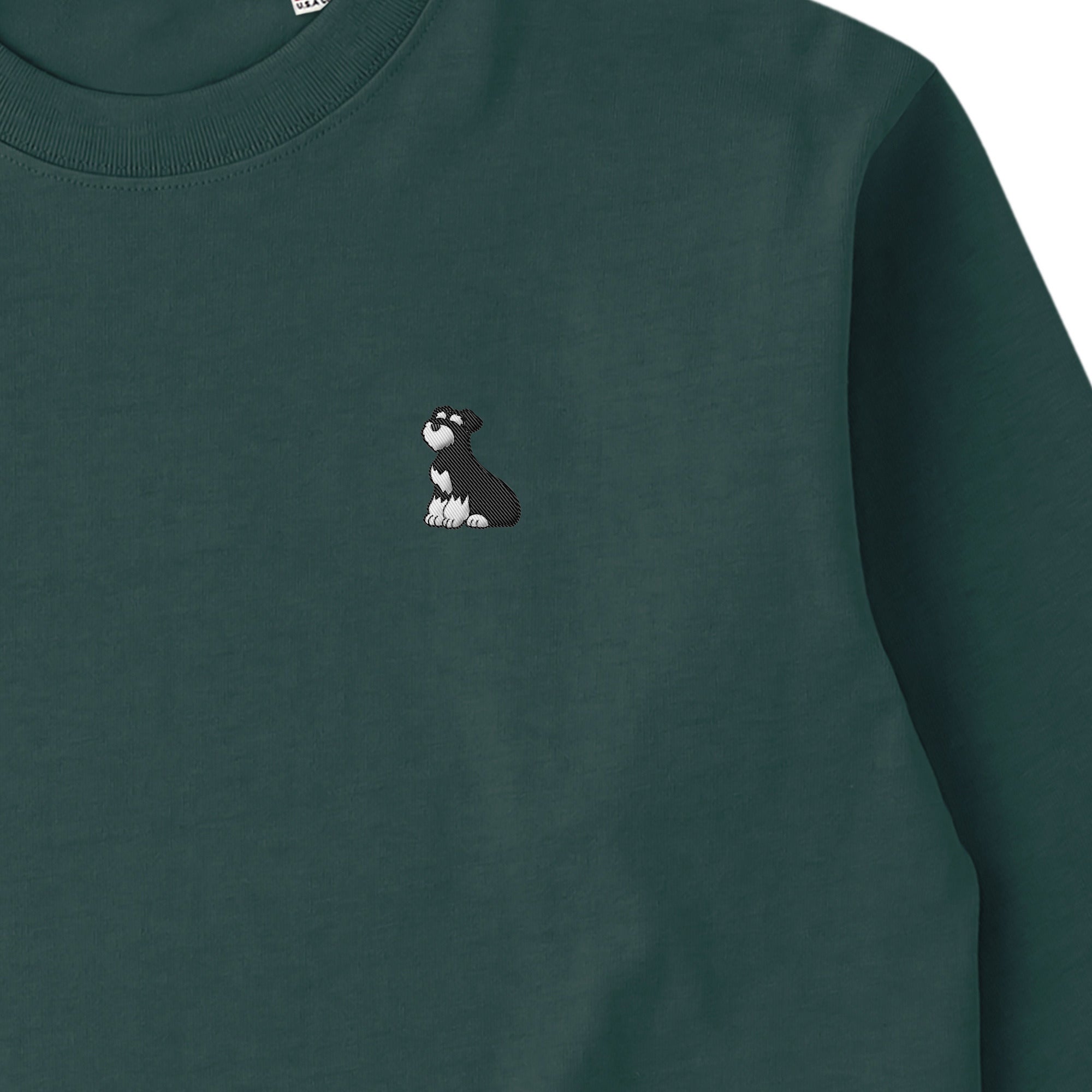ロングスリーブTシャツ 厚手 ワンポイント刺繍 "シュナウザー ブラック&シルバー# dark-green image