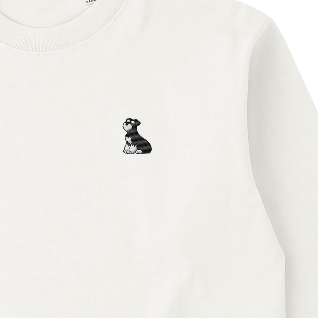 ロングスリーブTシャツ 厚手 ワンポイント刺繍 "シュナウザー ブラック&シルバー# natural image