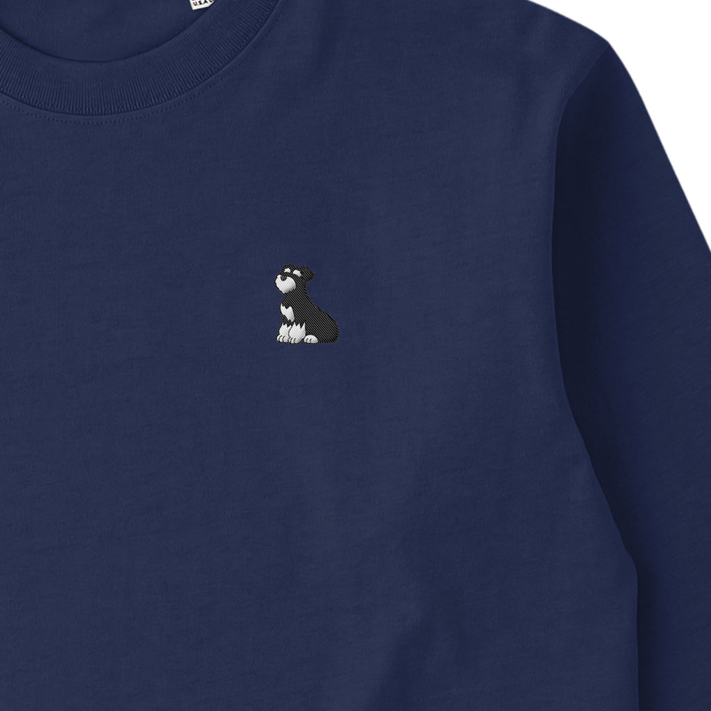 ロングスリーブTシャツ 厚手 ワンポイント刺繍 "シュナウザー ブラック&シルバー# navy image