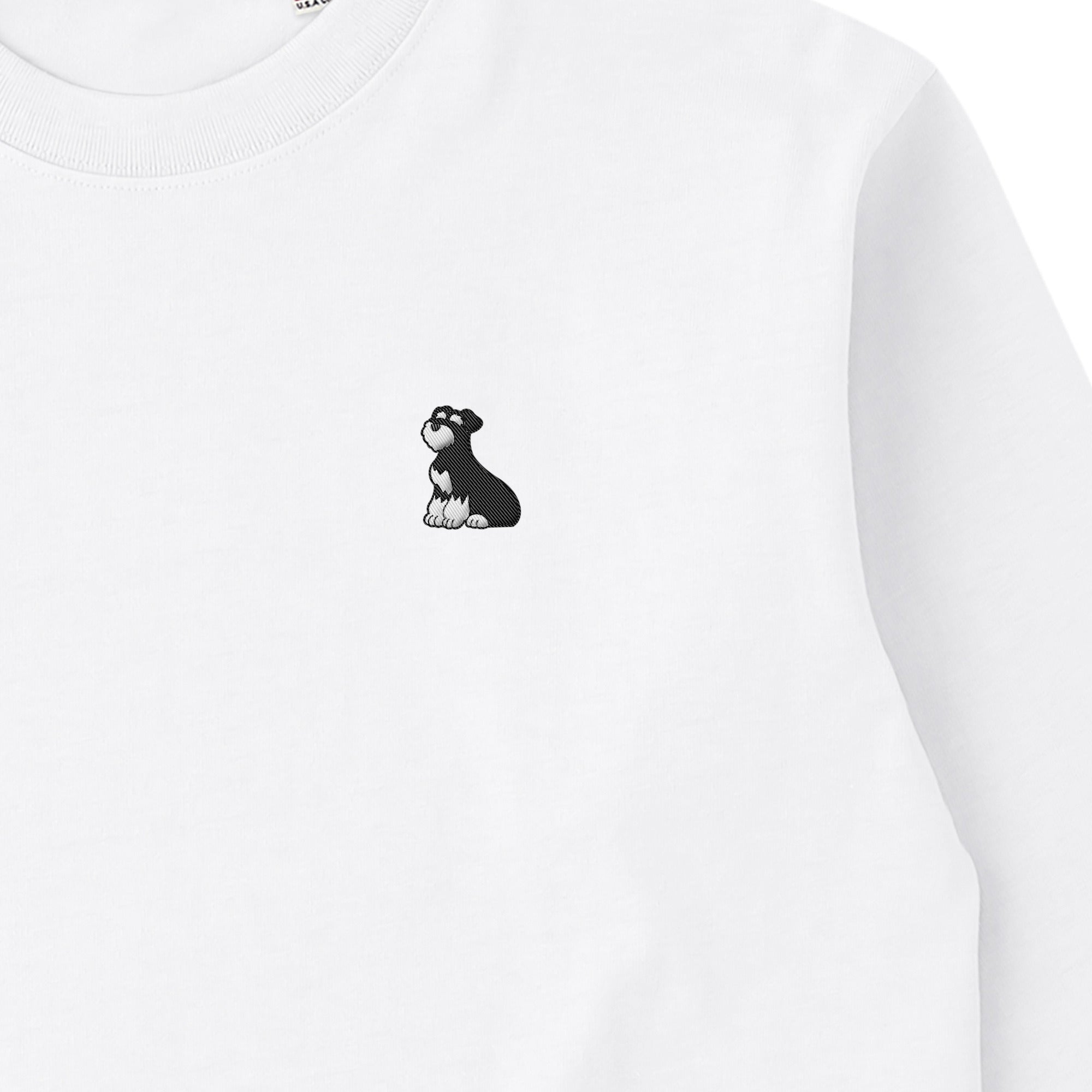 ロングスリーブTシャツ 厚手 ワンポイント刺繍 "シュナウザー ブラック&シルバー# white image