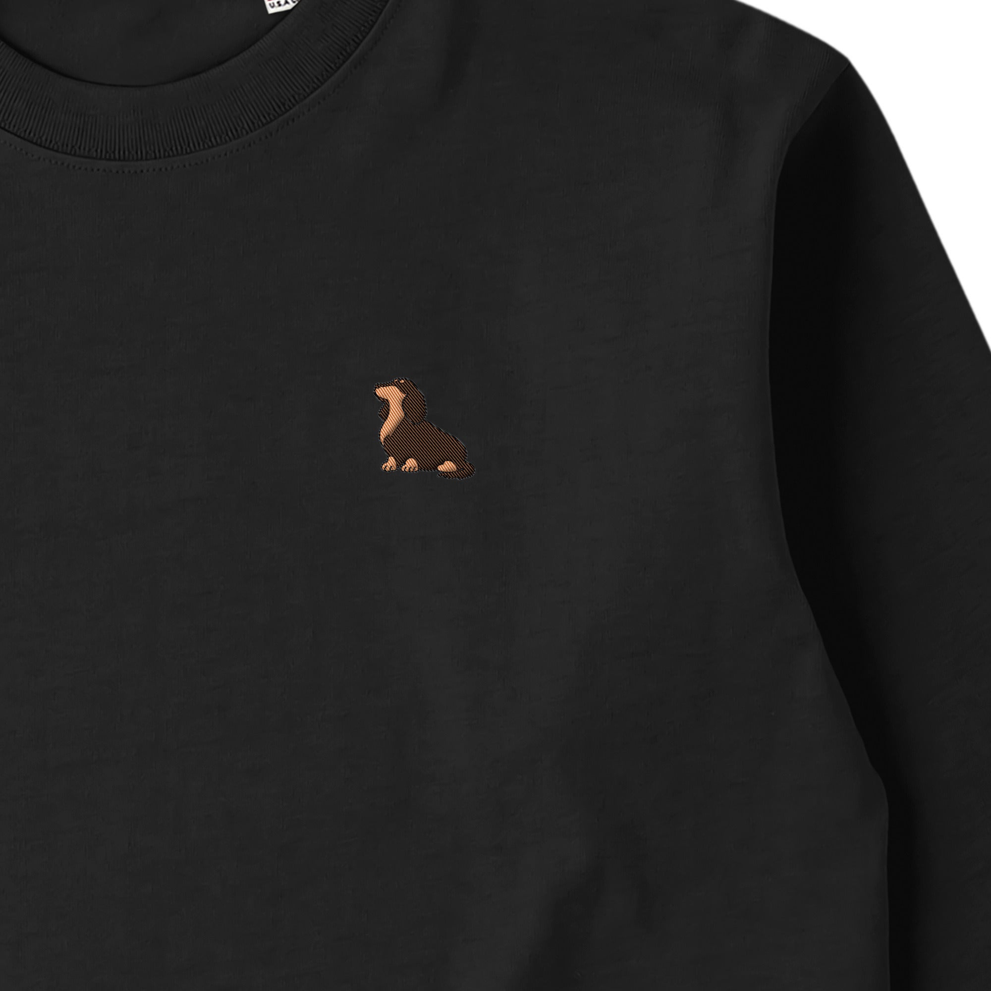 ロングスリーブTシャツ 厚手 ワンポイント刺繍 "ダックス チョコタン" deep-black image